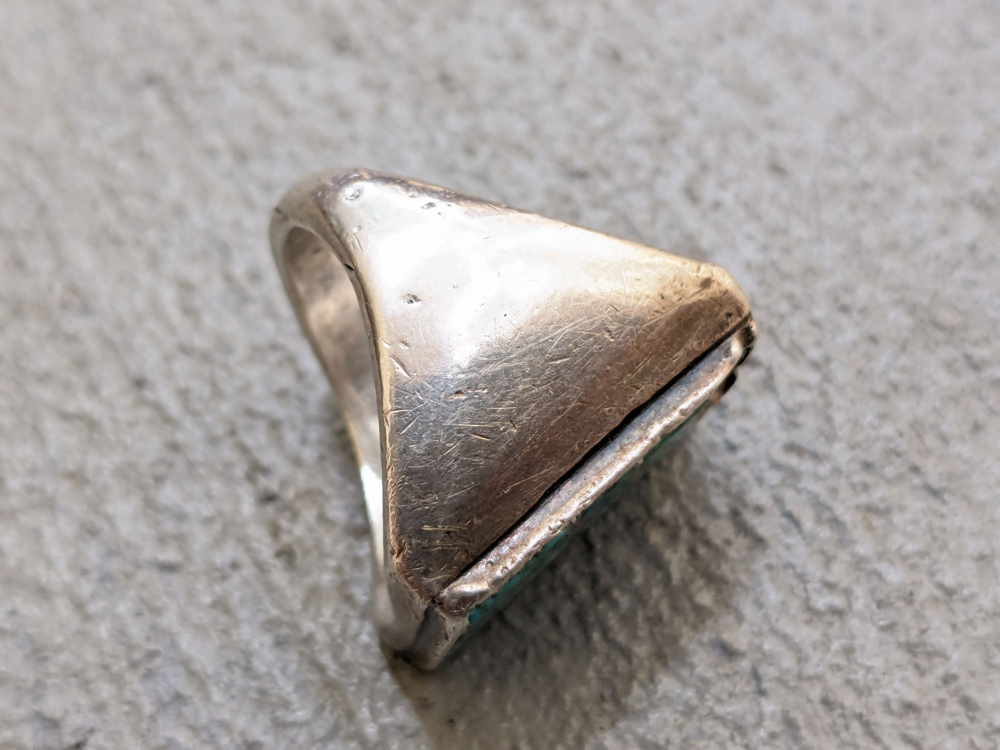 Other Vintage Sterling Silver Ring 11.5 Turquoise Rectangle Modern Size ONE SIZE - 9 Thumbnail