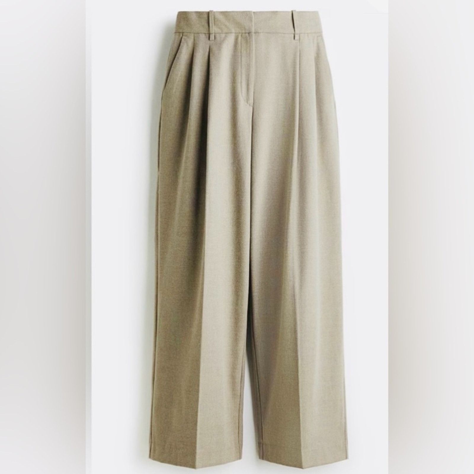 H&M H&M cream colored Linen Blend Wide Leg Trouser pants, sz 14 Size 36" / US 14 / IT 50 - 1 Thumbnail