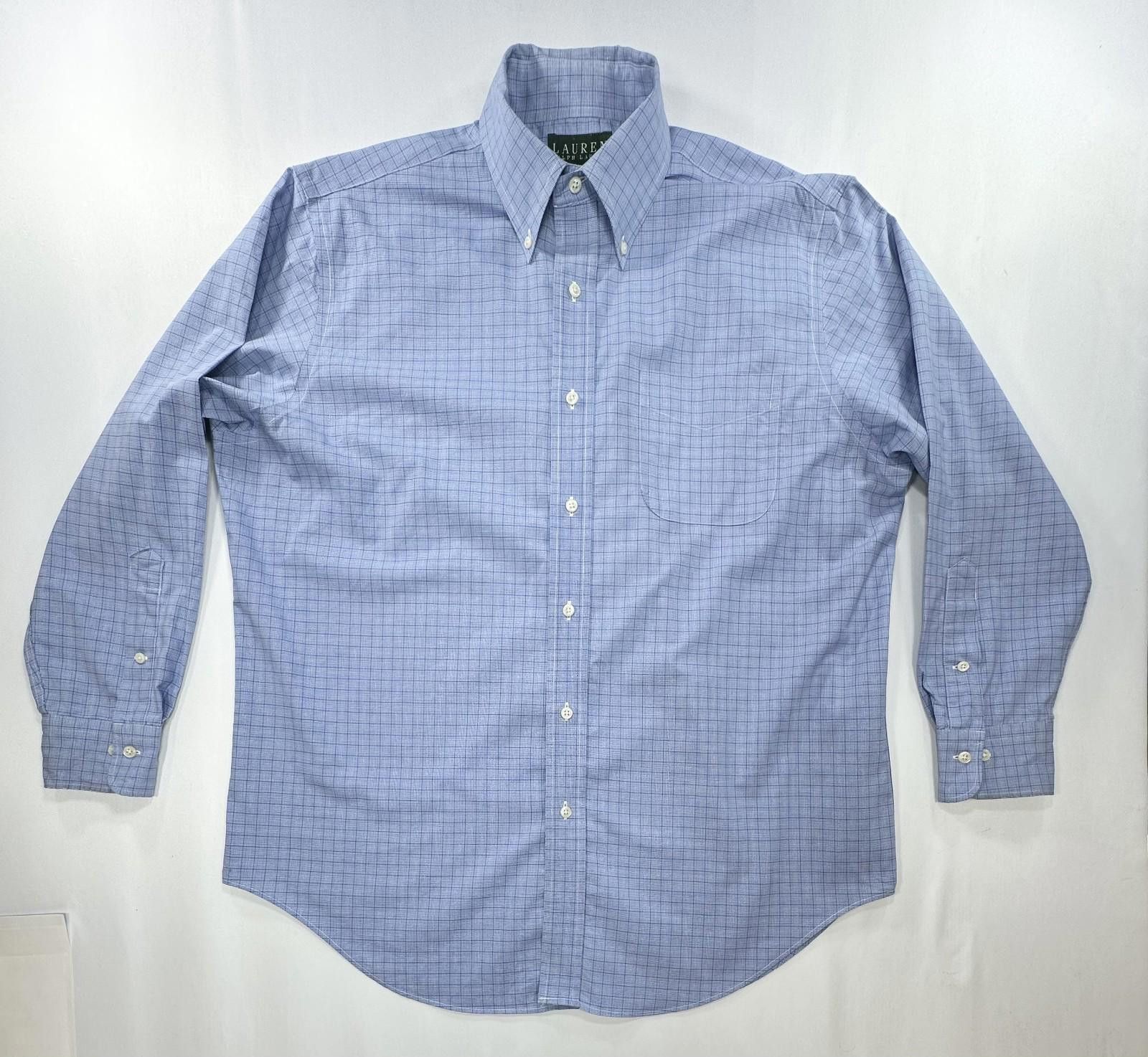 Lauren Ralph Lauren Ralph Lauren Checked Oxford Non-Iron Button Up Blue Mens L Size 42R - 1 Thumbnail