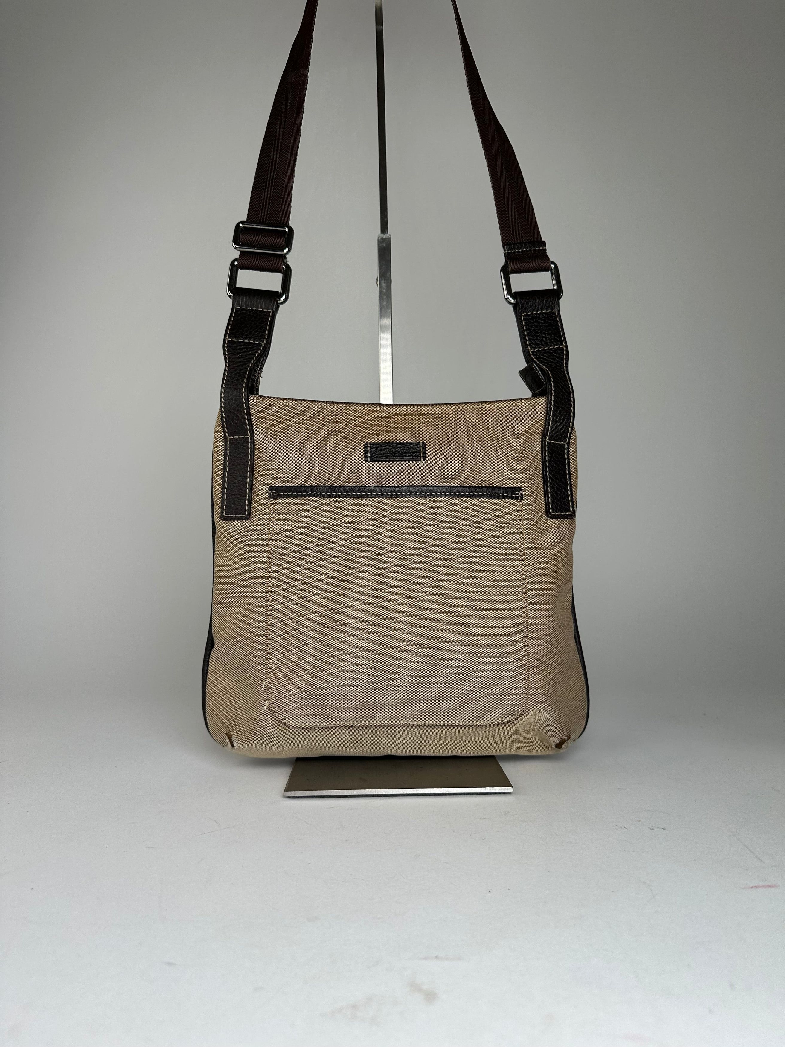 Gucci Vintage Cotton Shoulder Bag Beige Brown Size ONE SIZE - 1 Thumbnail
