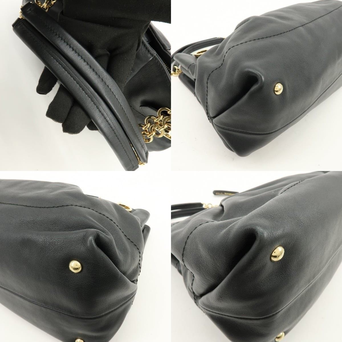 Salvatore Ferragamo Ferragamo Gancini Leather Tote Black Size ONE SIZE - 4 Thumbnail