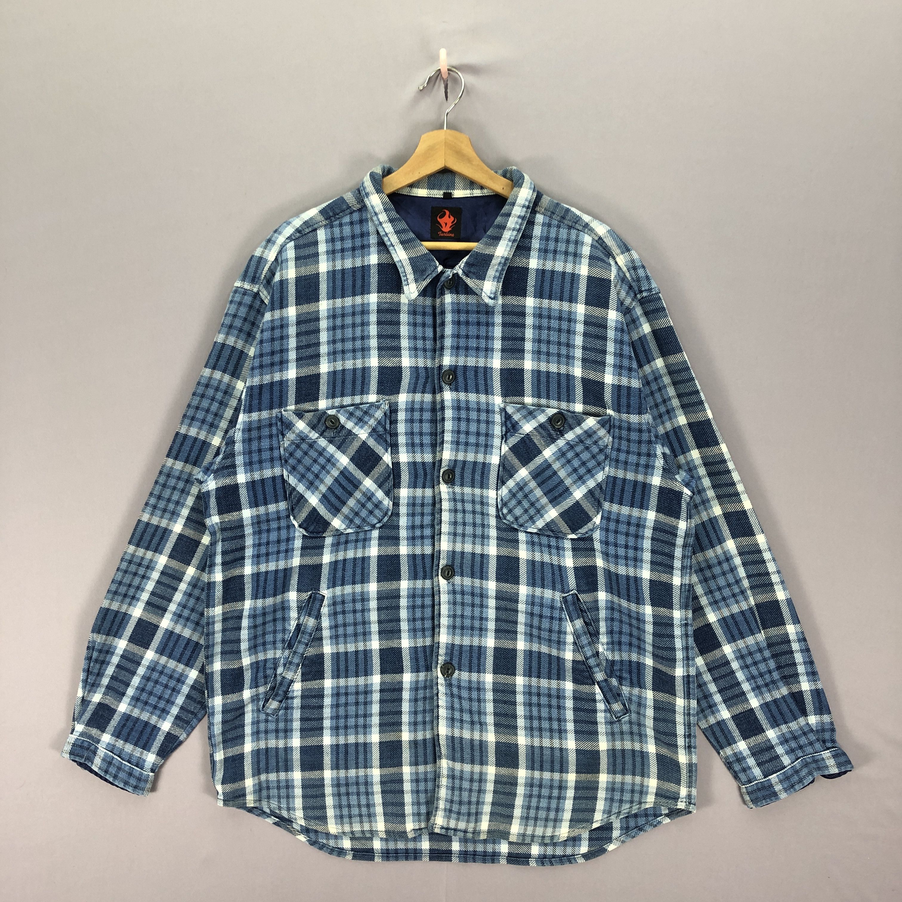 Japanese Brand × Seditionaries × Vintage Vintage Turbine Japanese Blue Checkered Chore Jacket Size US XL / EU 56 / 4 - 1 Thumbnail