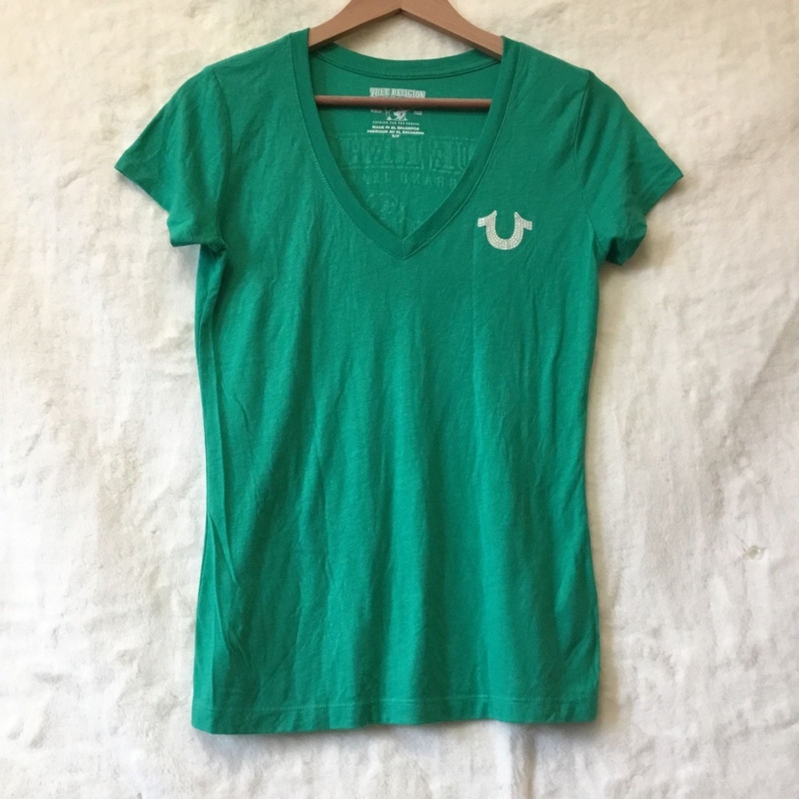 True Religion True Religion Green V-Neck T-Shirt Size S / US 4 / IT 40 - 2 Thumbnail