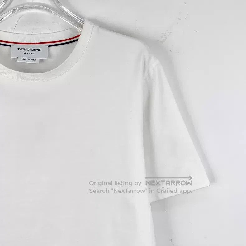 Thom Browne Thom Browne White cotton round-neck short-sleeved T-shirt Size US S / EU 44-46 / 1 - 3 Thumbnail