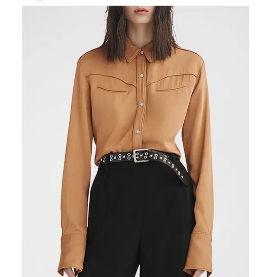 Rag & Bone Rag & Bone Cleo Snap-Front Work Shirt Brown Size XS Size XS / US 0-2 / IT 36-38 - 1 Thumbnail