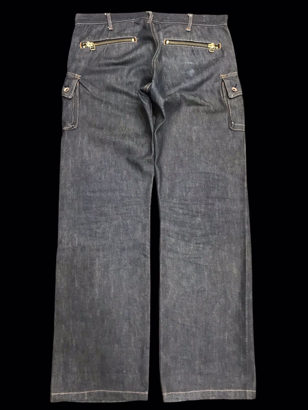 Japanese Brand 💥BIKER DENIM💥Raw SPELLBOUND Japan Sturdy Cargo Denim F208 Size US 35 - 2 Thumbnail