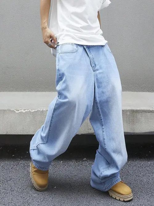 Jean × Vintage Baggy jeans Pants street oose fit Asymmetrical Size US 34 / EU 50 - 2 Thumbnail