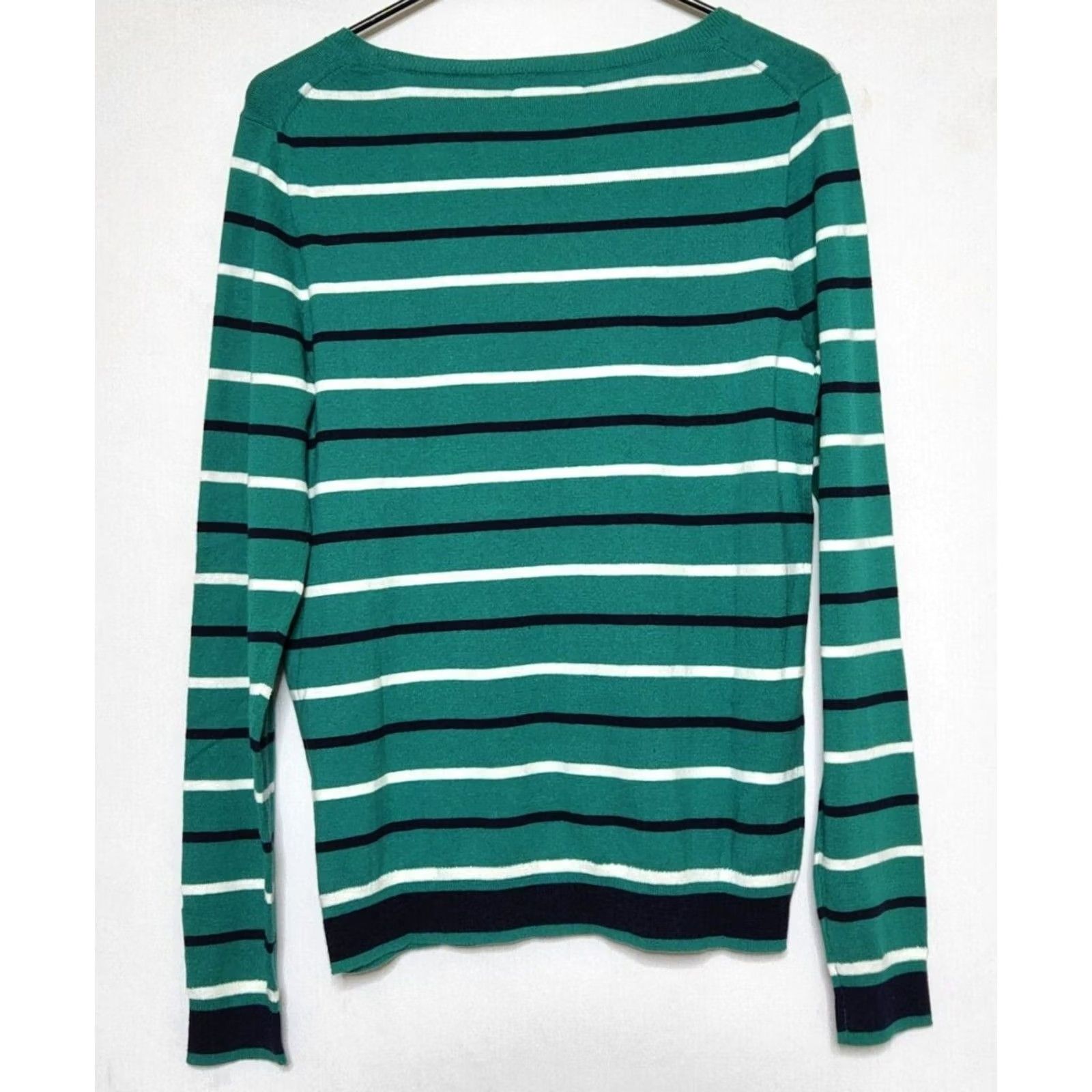 J.Crew J.CREW Womens S Peyton Mixed Striped Pullover Sweater 100% Cotton Green Size S / US 4 / IT 40 - 2 Thumbnail