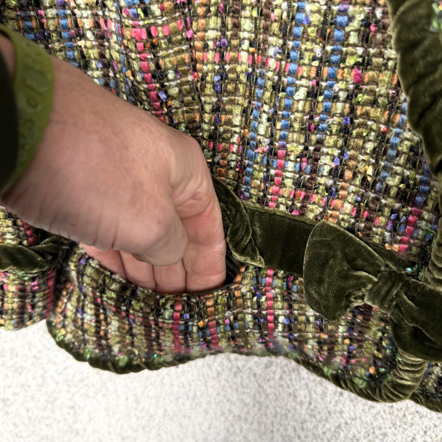 Velvet VTG 90s Cynthia Cynthia Steffe Blazer XL Multicolor Tweed Velvet Trim 3/4 Sleeve Notch Collar Pockets USA Womens Size XL / US 12-14 / IT 48-50 - 5 Thumbnail