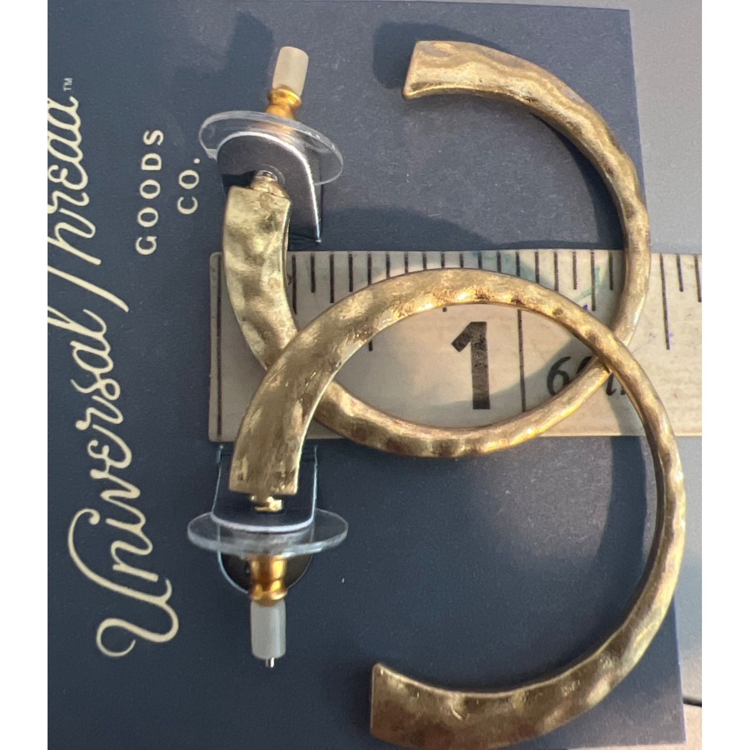 Other Universal Thread 3 Pair Hoop Earrings Gold Silver Tone Hinge Size ONE SIZE - 5 Thumbnail