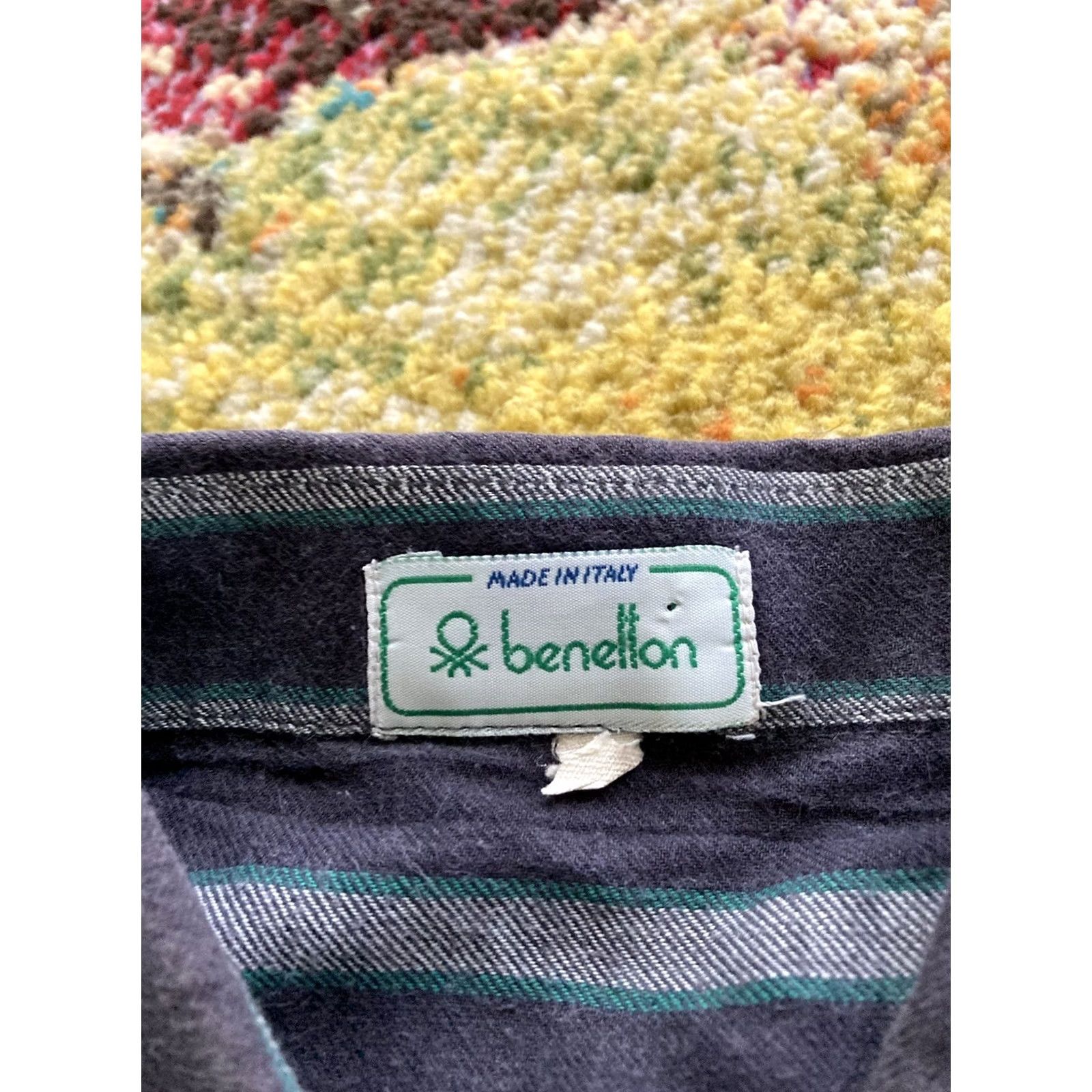 Benetton VINTAGE Benetton Shirt Mens Medium Striped Button Up Long Sleeve Italy Size US M / EU 48-50 / 2 - 5 Thumbnail