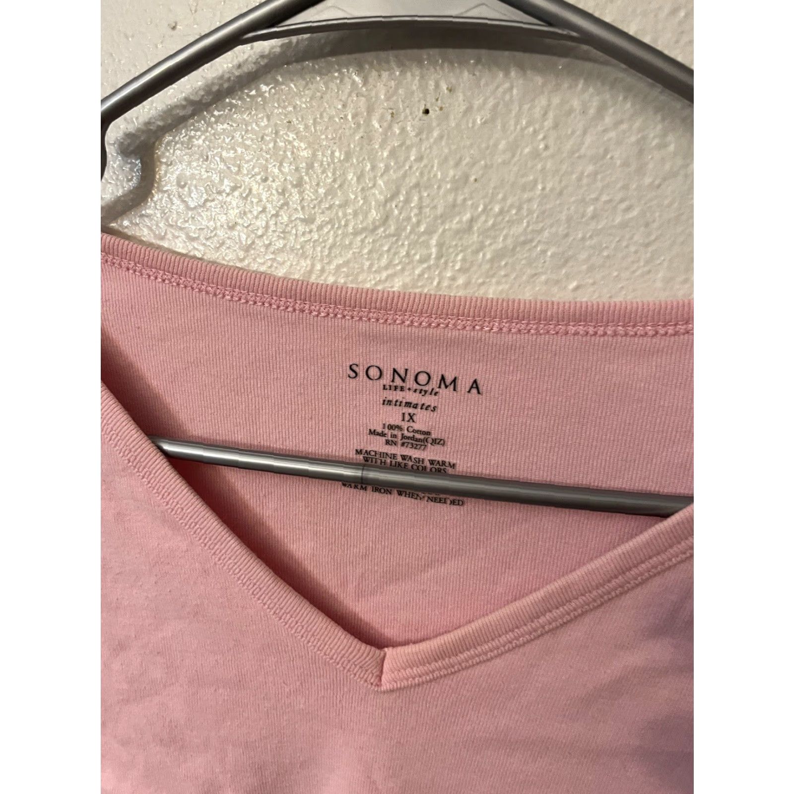 Vintage Sonoma Intimates Top Long Sleeve V Neck Pink Size 1X Size XL / US 12-14 / IT 48-50 - 2 Thumbnail