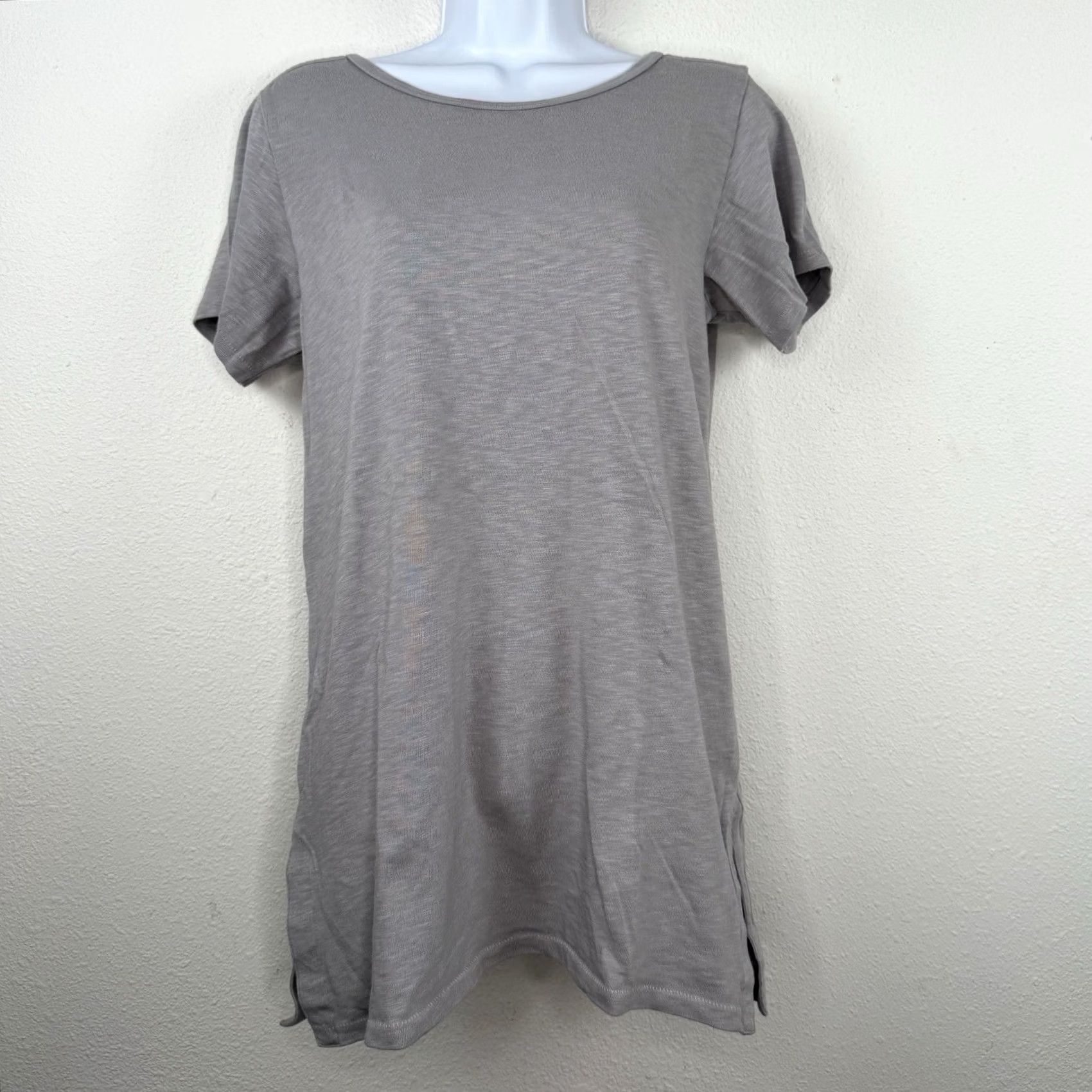 Vintage American Giant T-Shirt Gray Short Sleeve Women L Crew Neck 100% Cotton Slim Slits Size L / US 10 / IT 46 - 2 Thumbnail