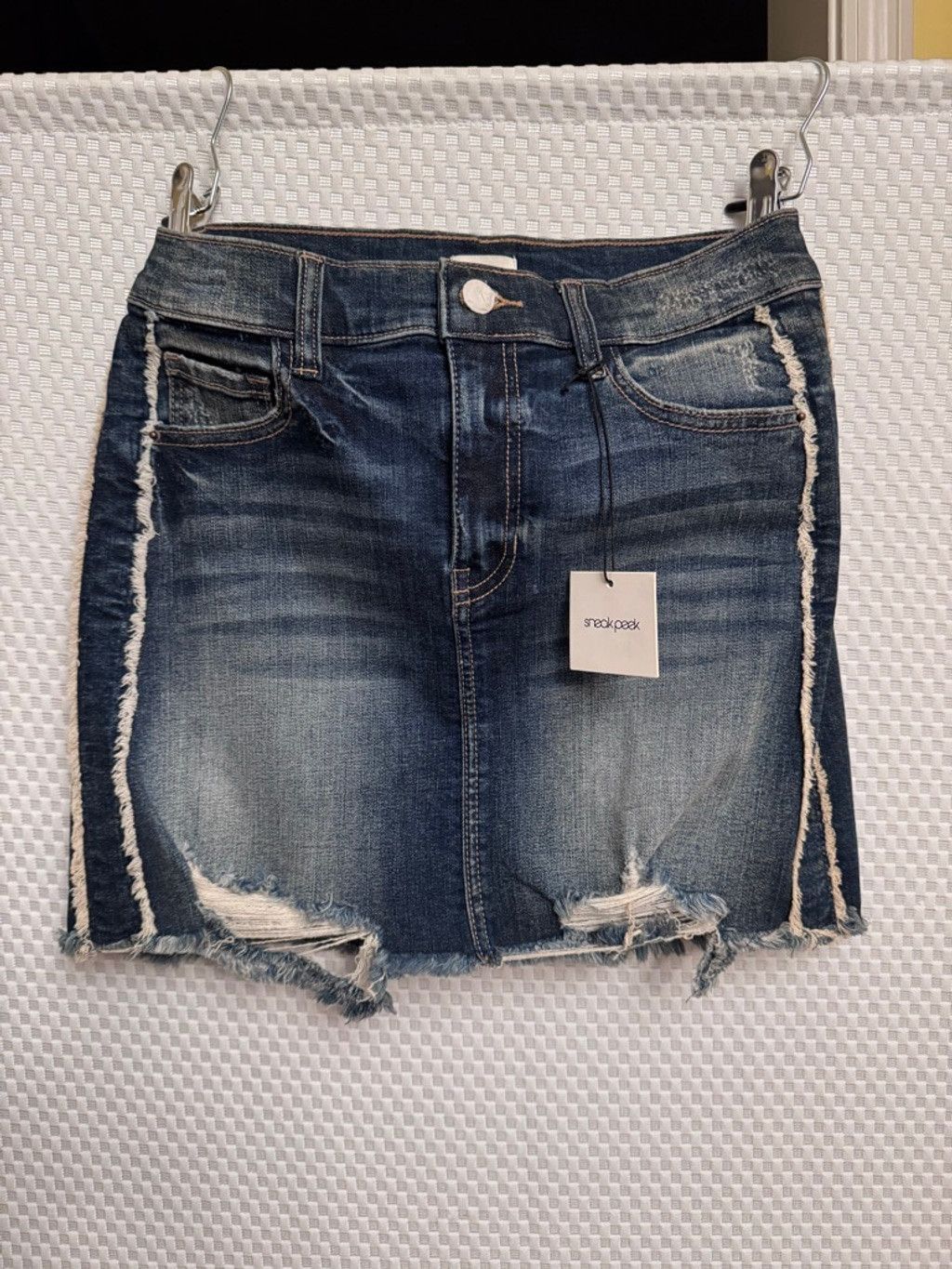 Sneaky Steve Sneak Peek Distressed Denim Mini Skirt Small Size 28" / US 6 / IT 42 - 1 Thumbnail