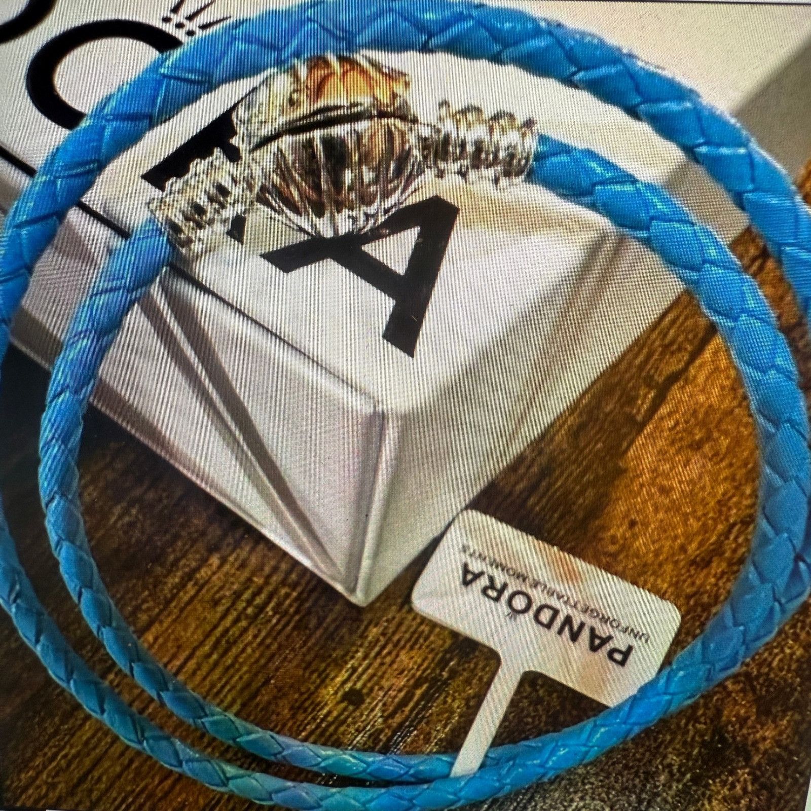 pandora Authentic Pandora, 17CM, Aqua Leather Double Wrap Bracelet, Size ONE SIZE - 1 Thumbnail