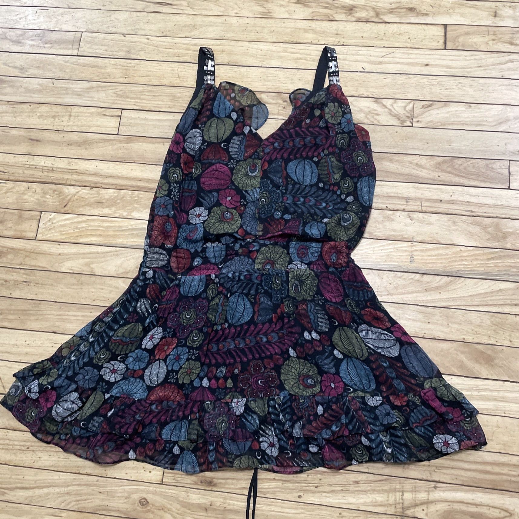 CO VINTAGE: No (skip) Ark & Co Mini Dress Women S y2k Cocktail Fairy Ruffle Floral Whimsy Size S / US 4 / IT 40 - 2 Thumbnail