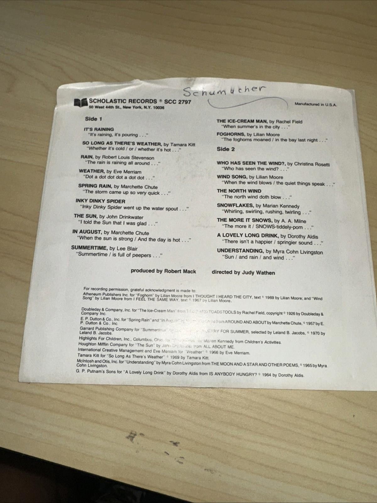 Other Scholastic Hi Ho What’s The Weather Record Size ONE SIZE - 2 Thumbnail