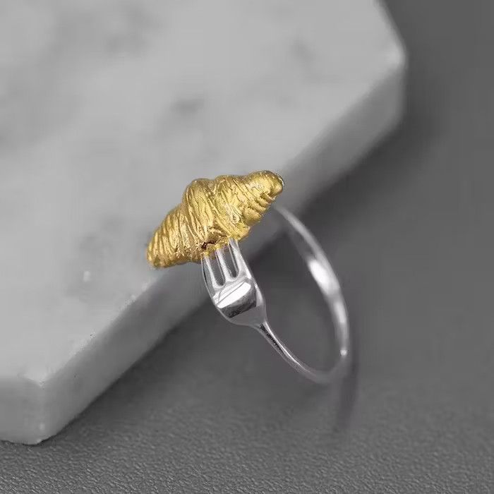 Jewelry Abstract Fork Croissant Shape Adjustable Ring Size ONE SIZE - 5 Thumbnail