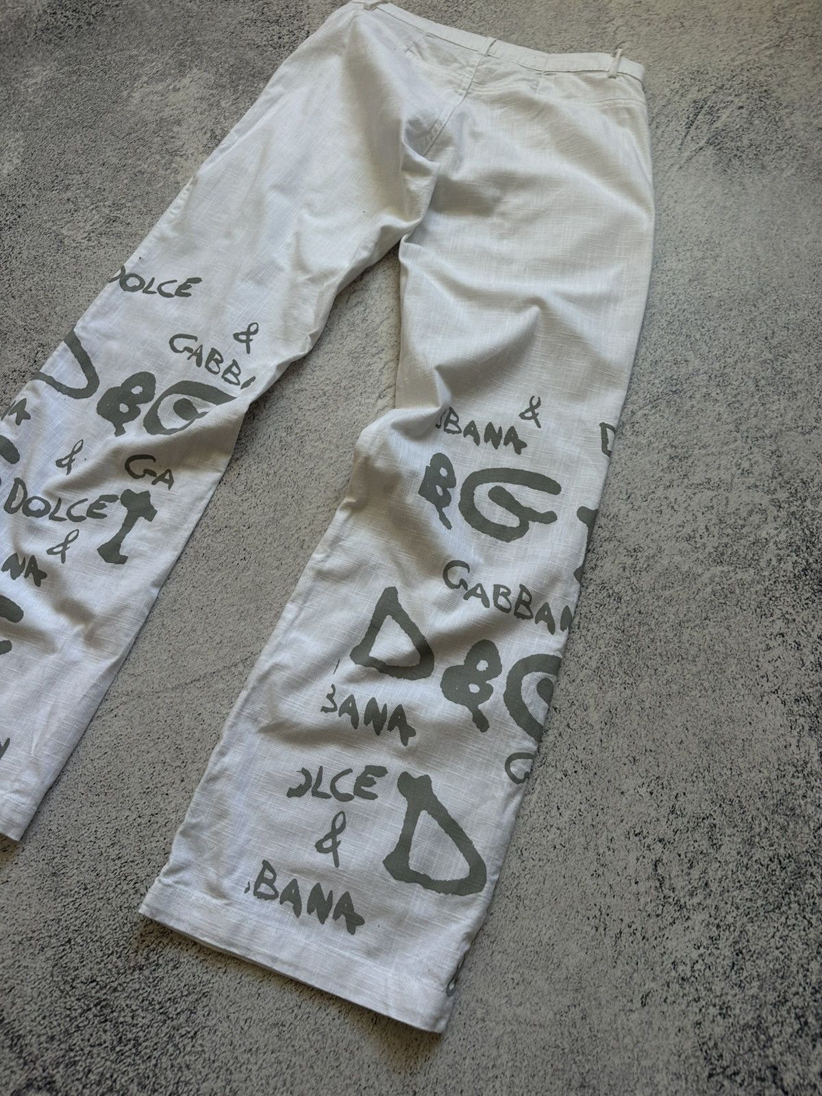 Other Rare! Vintage Dolce & Gabbana Multilogo Linen Pants Y2K Sexy Size 34" / US 12 / IT 48 - 9 Thumbnail