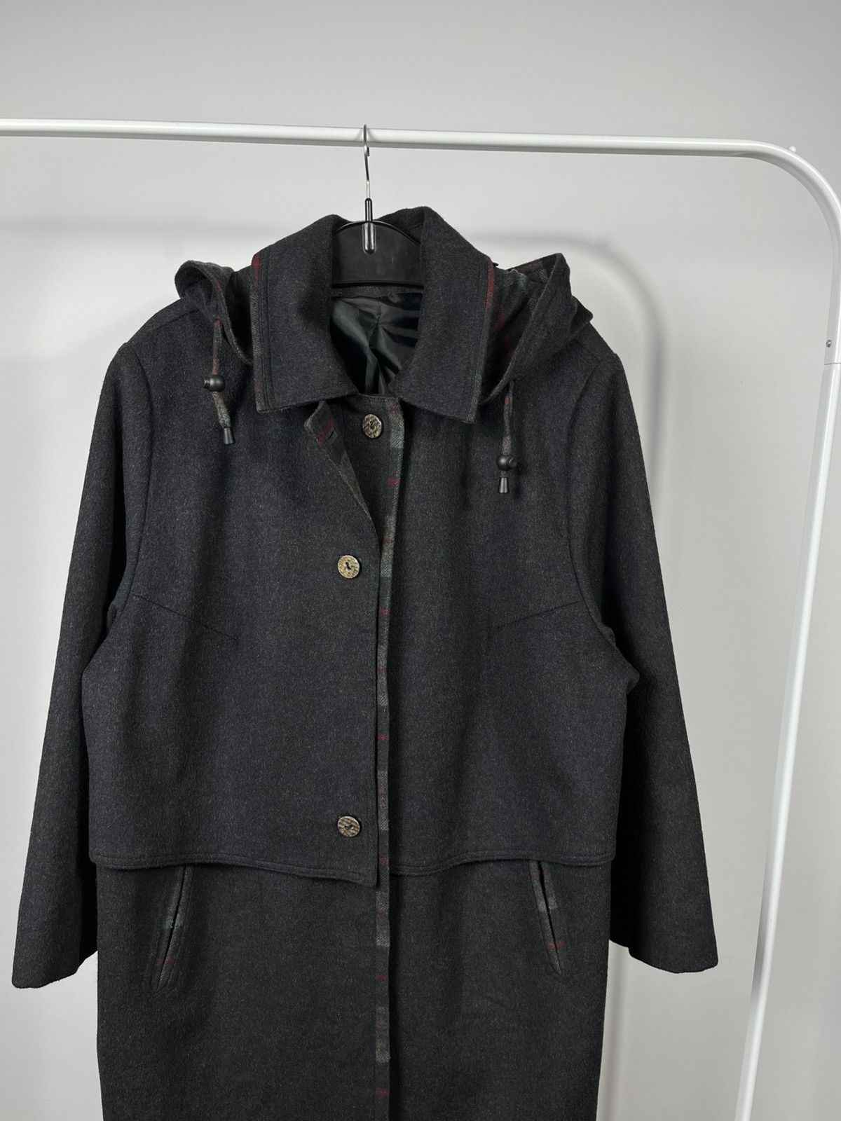 Other Men’s Wool Hooded Coat with Built-In Scarf Black Size US XL / EU 56 / 4 - 2 Thumbnail