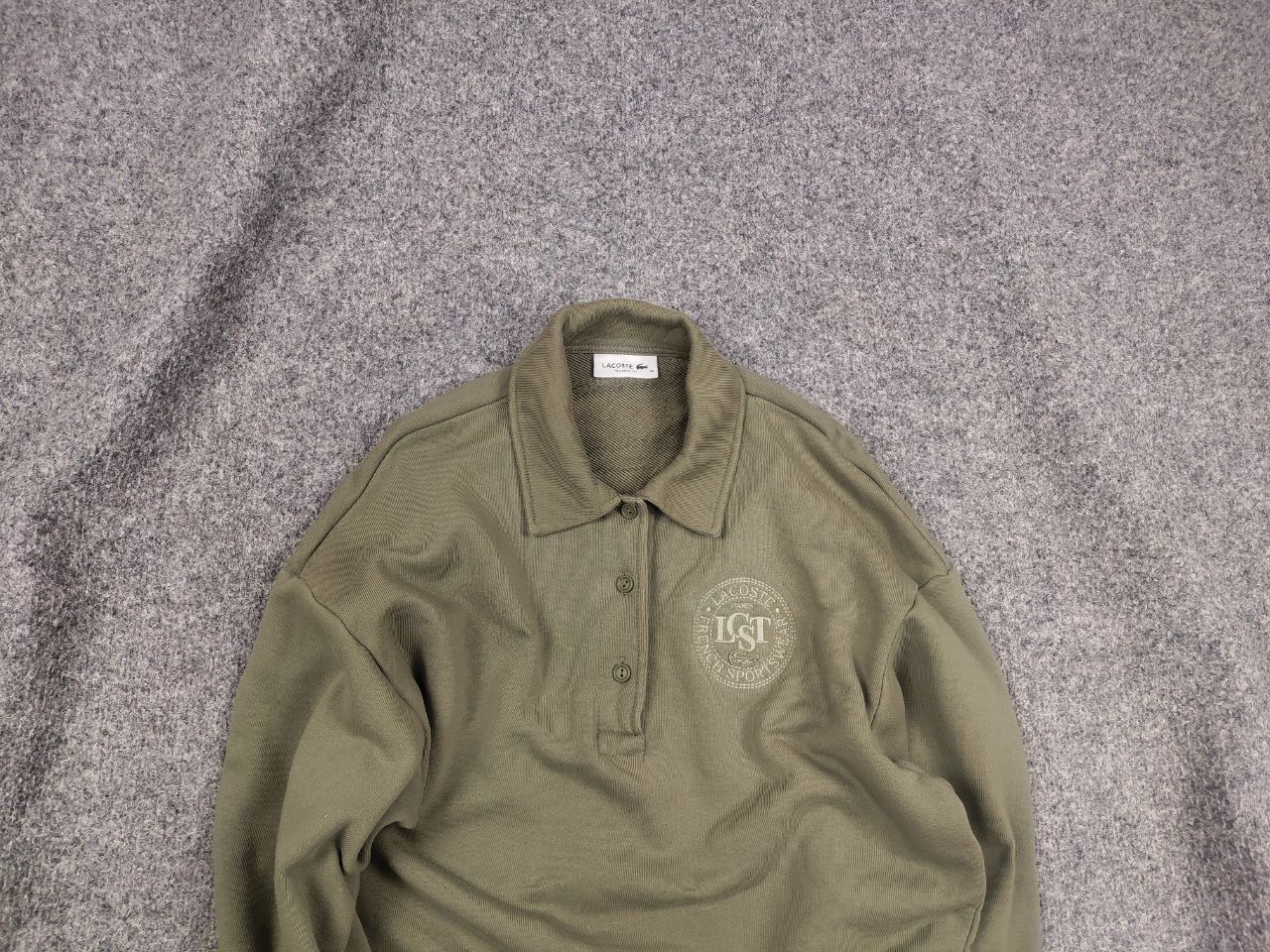 Lacoste Lacoste Kadın Relaxed Fit Polo Yaka Haki Sweatshirt Size S / US 4 / IT 40 - 1 Thumbnail