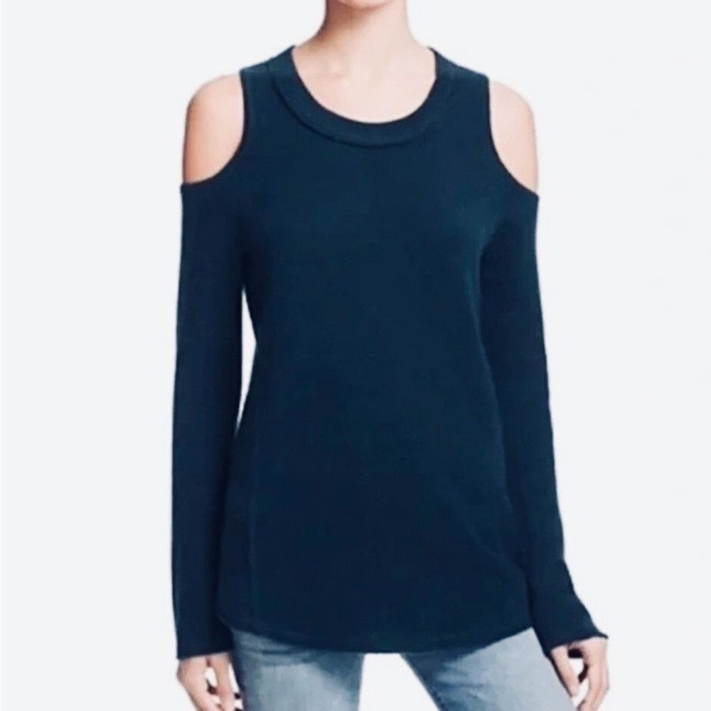 AQUA Aqua Cashmere Cold Shoulder Navy Sweater Size M Size M / US 6-8 / IT 42-44 - 1 Thumbnail