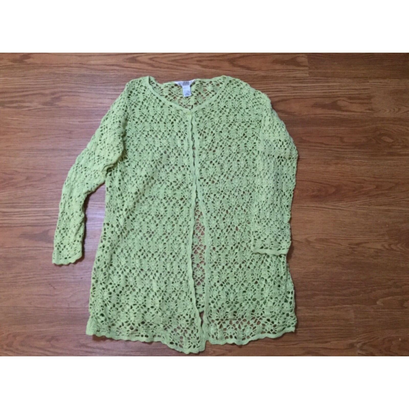 Vintage VINTAGE John Paul Richard Women's Cardigan Sweater XL Open-Knit Mint Green Casual Spring Summer Fall Size XL / US 12-14 / IT 48-50 - 3 Thumbnail