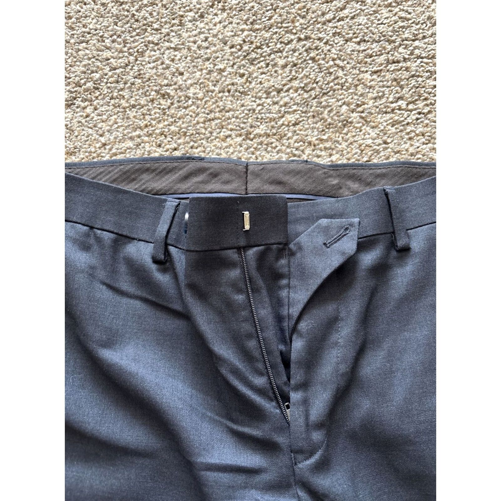 Calvin Klein VINTAGE? CALVIN KLEIN Dress Pants Mens Navy Blue 32X30 Flat Front Button Straight Leg Inseam 30 Formal Dressy Pants?? Size 24" / US 00 / IT 34 - 3 Thumbnail