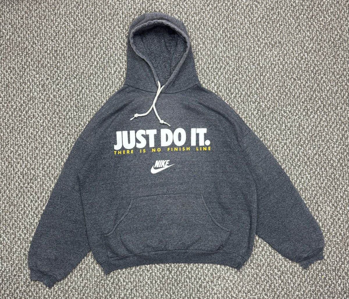 image of 90's Nike Swoosh No Finish Line Hoodie Run Sport in Grey, Men's (Size Large)