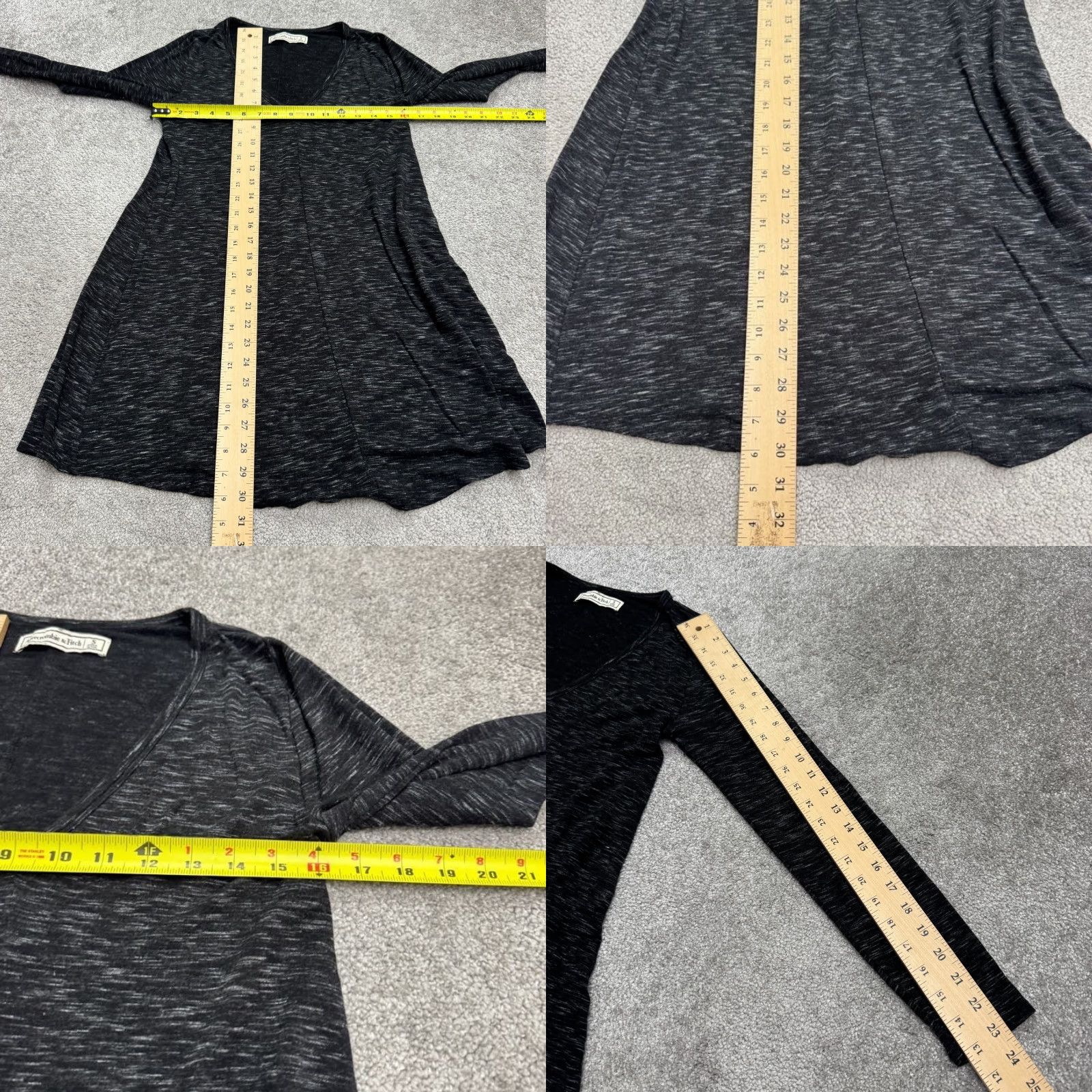 Abercrombie & Fitch Abercrombie & Fitch Dress Womens Small Dark Gray V-Neck LS Mini Super Soft Swing Size S / US 4 / IT 40 - 8 Thumbnail
