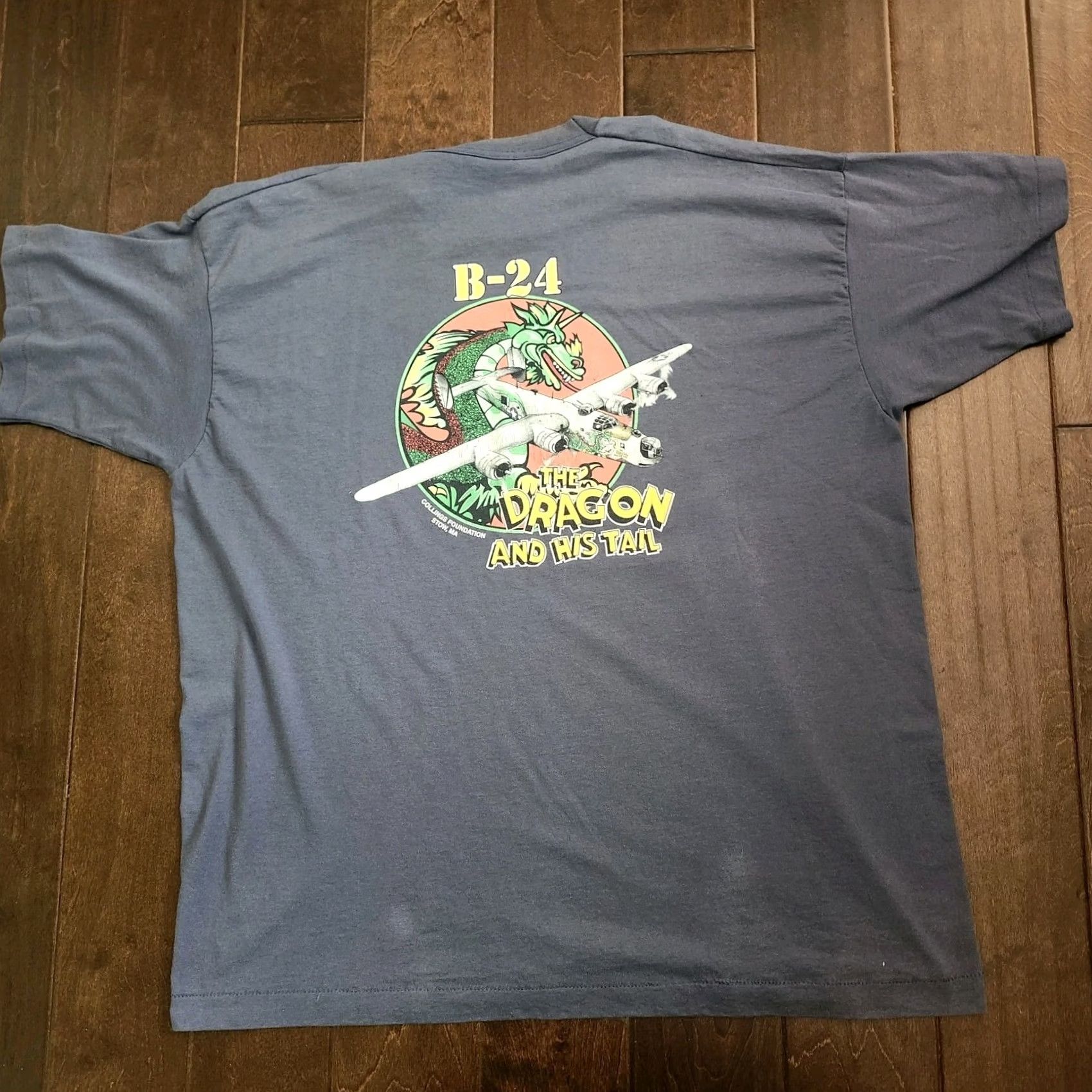 Fruit Of The Loom Fruit of the Loom B24 Dragon T Shirt Mens 2XL Gray Graphic Print USA Military Pilot 90s Tee Size US XXL / EU 58 / 5 - 2 Thumbnail