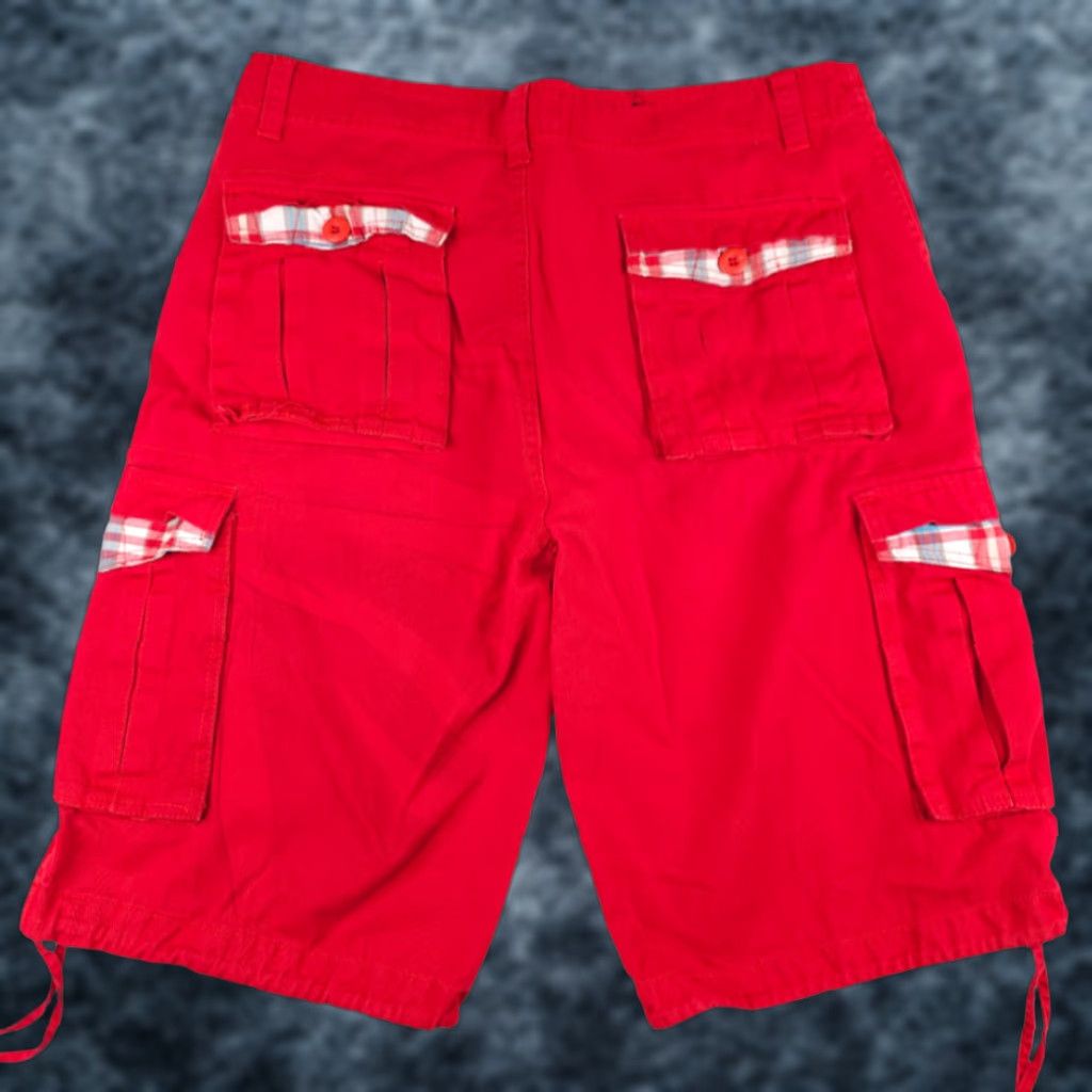 Vintage VINTAGE Street Rules Cargo Shorts Mens Size 36 Red Y2K Plaid Accents Cargo Shorts Red Mens 90s Hip Hop Street Rules Size US 36 / EU 52 - 1 Thumbnail