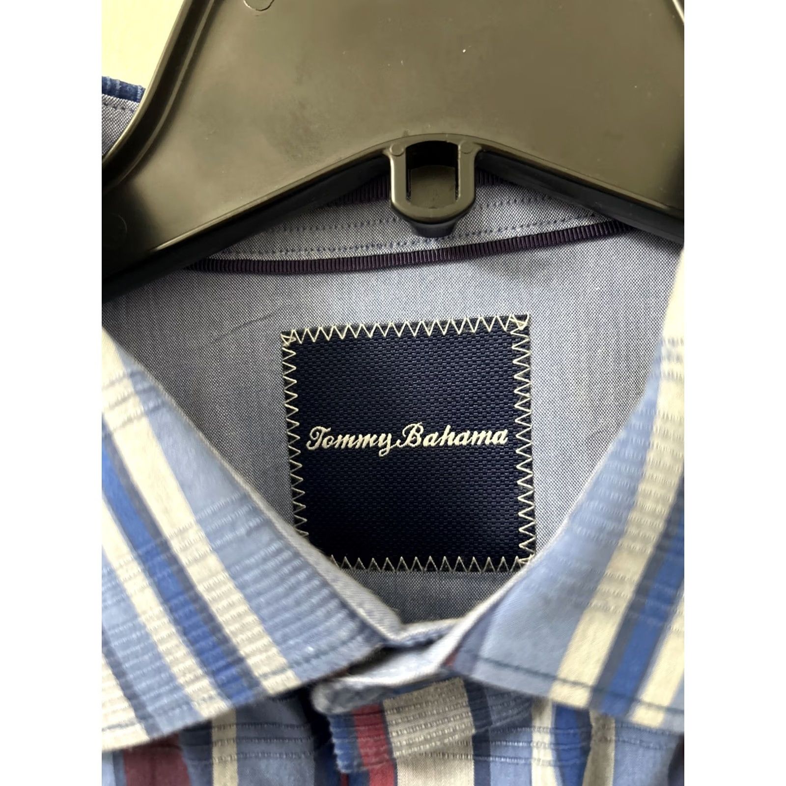 Tommy Bahama Tommy Bahama Shirt Mens Medium Blue Striped Cotton Silk Hawaiian Button Down L/S Size US M / EU 48-50 / 2 - 5 Thumbnail