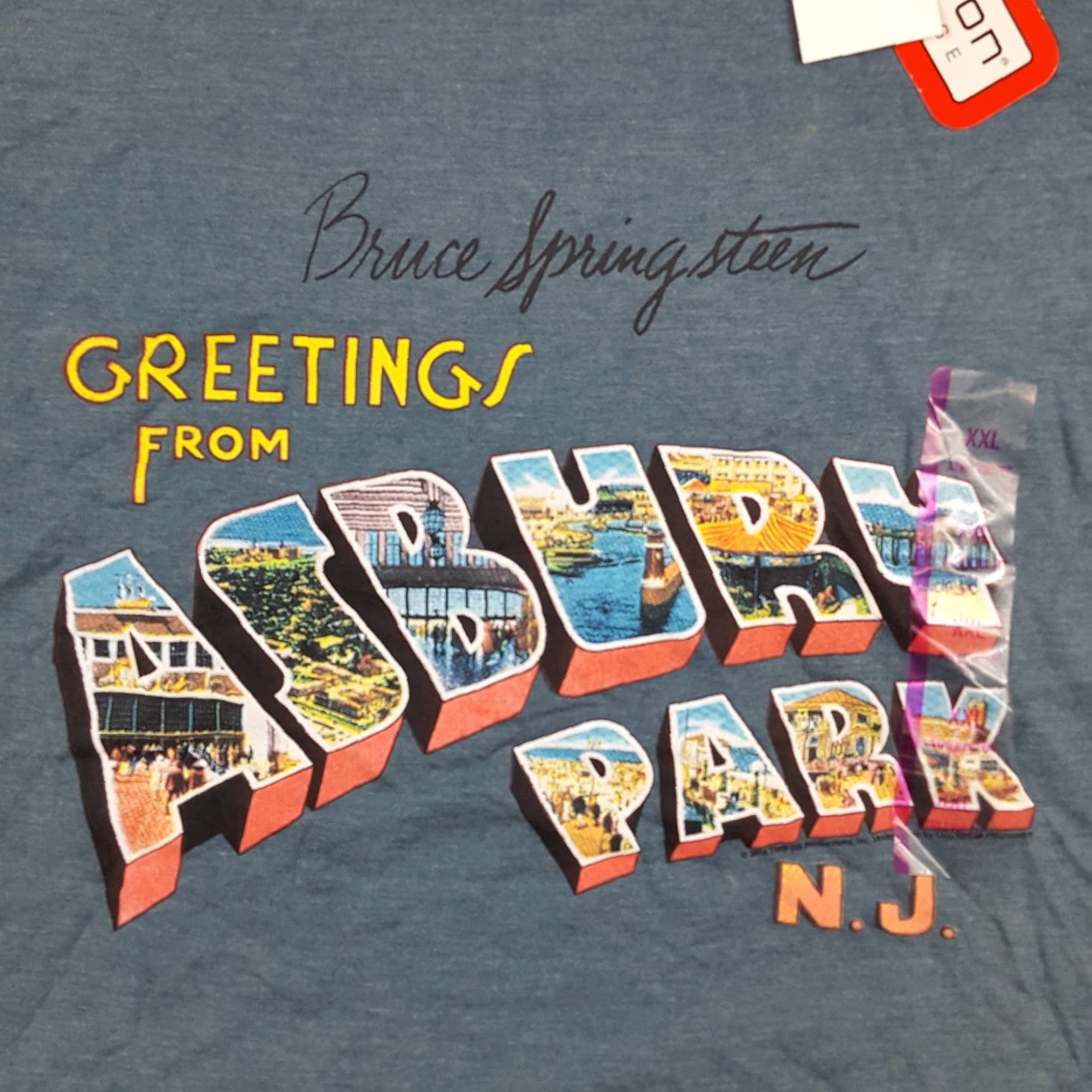 Vintage VINTAGE Bruce Springsteen Greetings From Asbury Park NJ Size 2X Athletic Concert T Shirt Shirt Men Big & Tall Blue 90s Rock Band Tour Size US XXL / EU 58 / 5 - 3 Thumbnail
