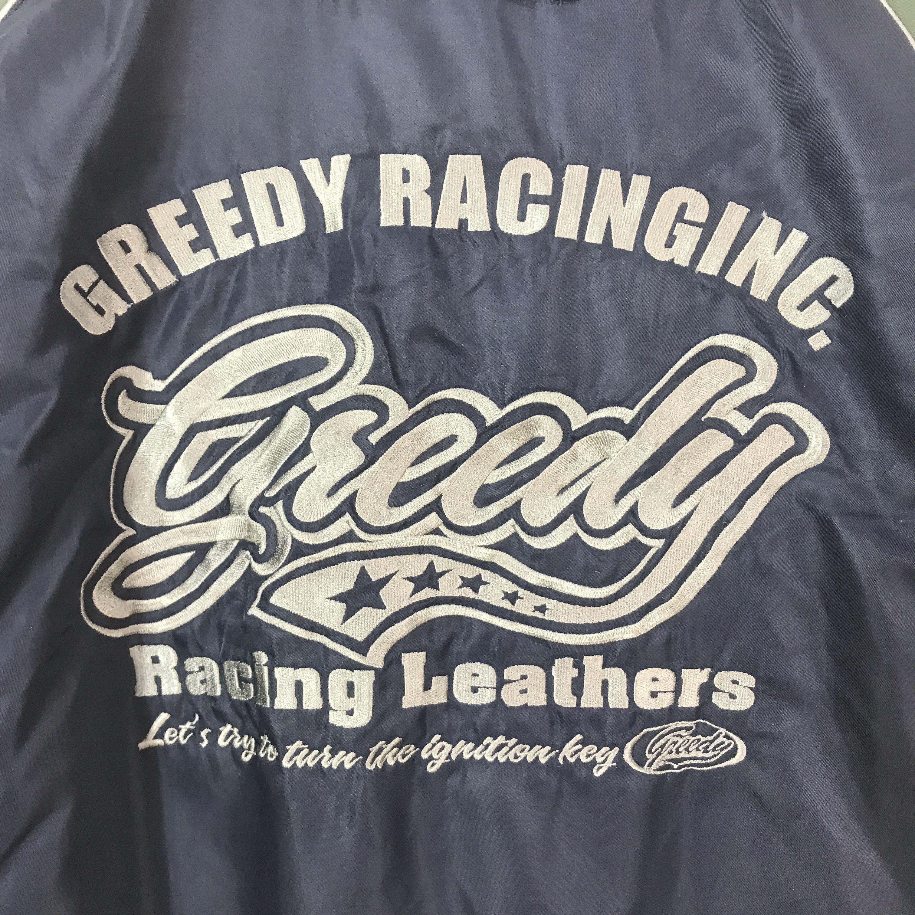Gear for Sports Vintage Greedy Racing Leathers Bomber Jacket K68B5 Size US L / EU 52-54 / 3 - 5 Thumbnail