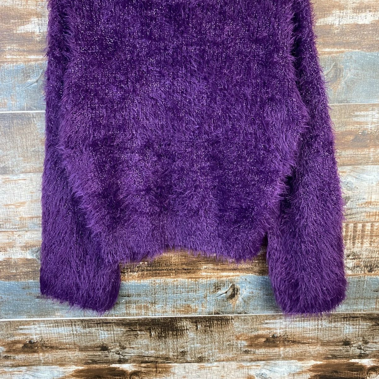 Japanese Brand DL Kastane Purple Mohair fur shaggy Knitwear #C1098 Size M / US 6-8 / IT 42-44 - 3 Thumbnail