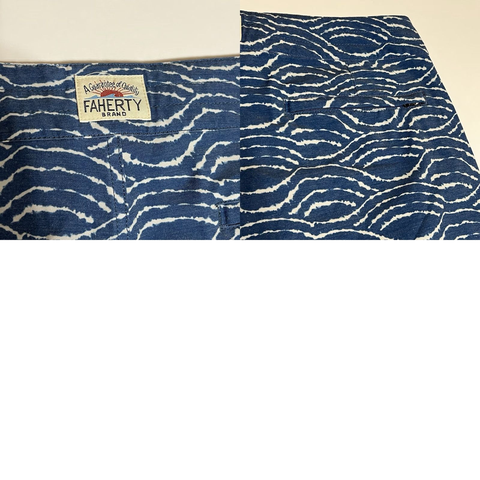 Faherty Faherty Board Swim Shorts Mens 33 Blue Wave Pattern Trunks Size US 33 - 8 Thumbnail