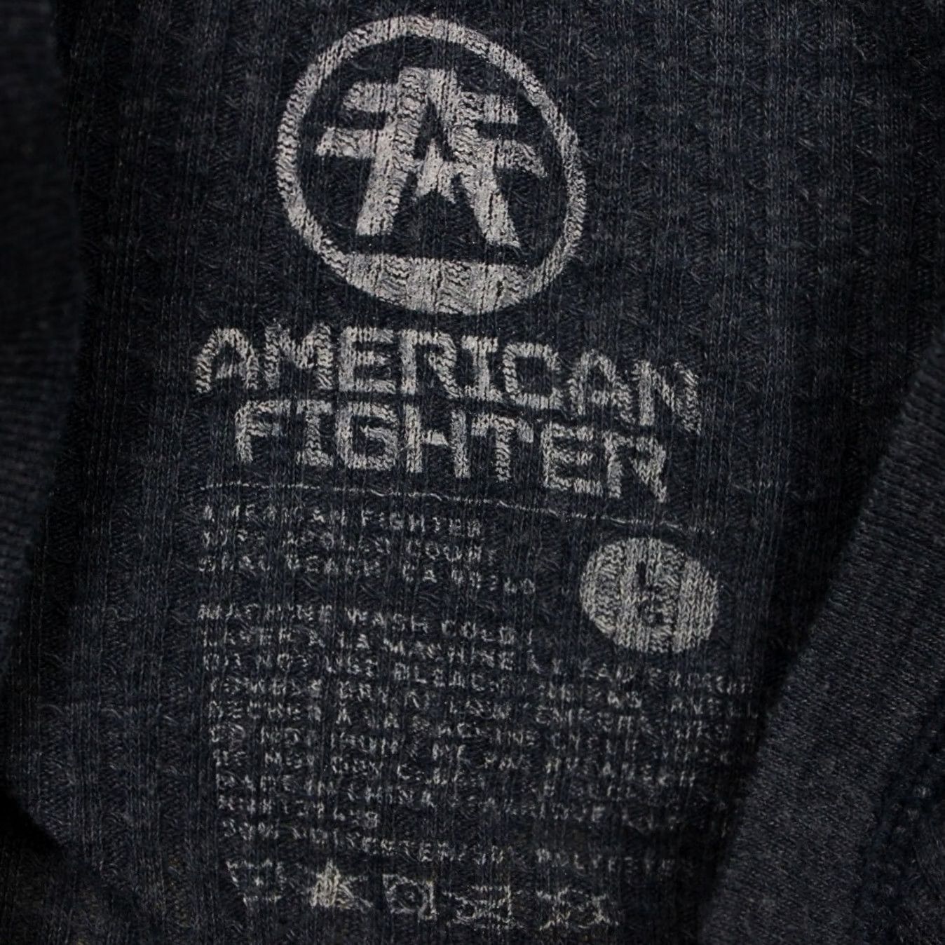 Vintage American Fighter Shirt Adult Large Blue L/S Pullover Waffle Knit Mock Neck Size US L / EU 52-54 / 3 - 5 Thumbnail