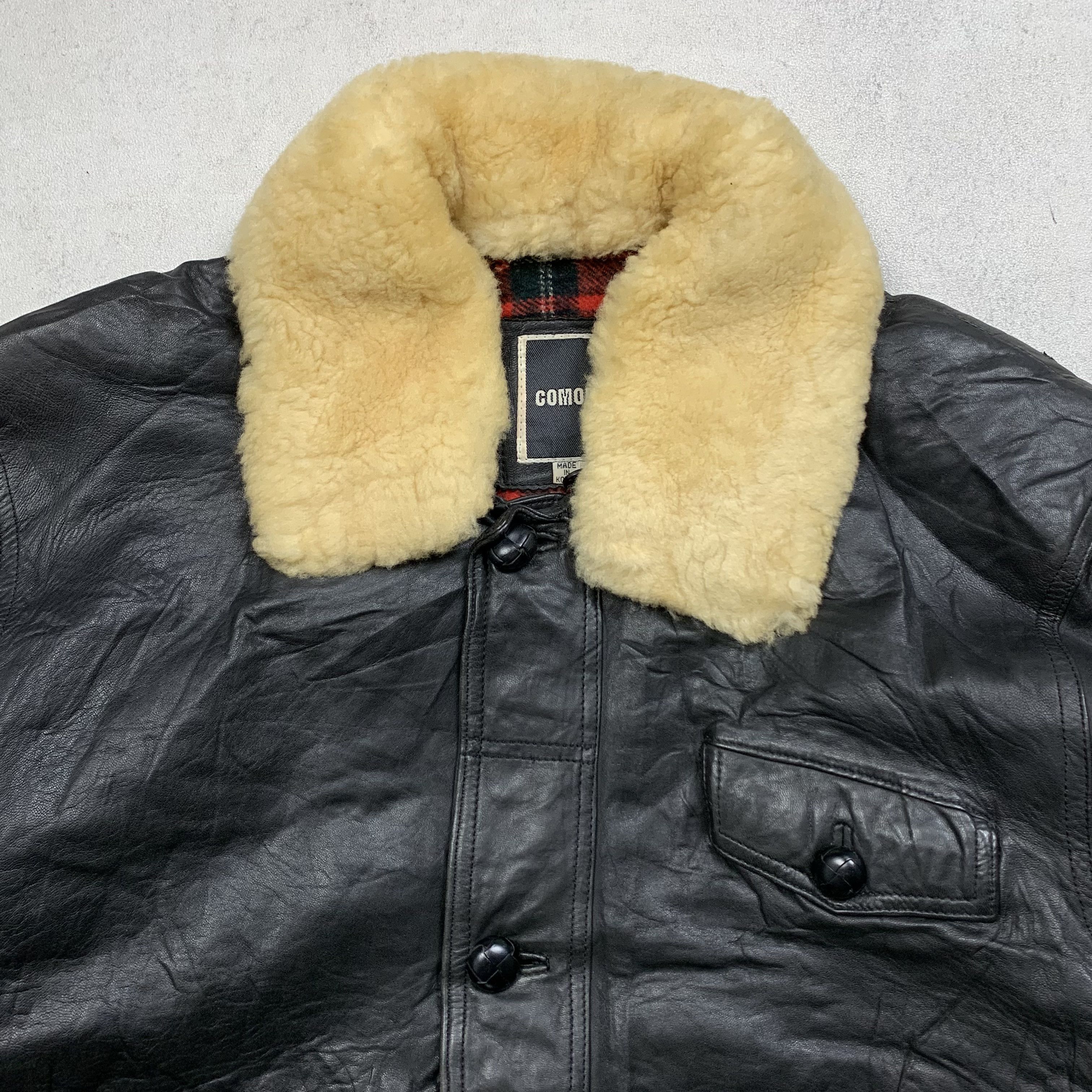 Genuine Leather COMODORE Leather Jacket Rare design with sherpa Size US L / EU 52-54 / 3 - 6 Thumbnail