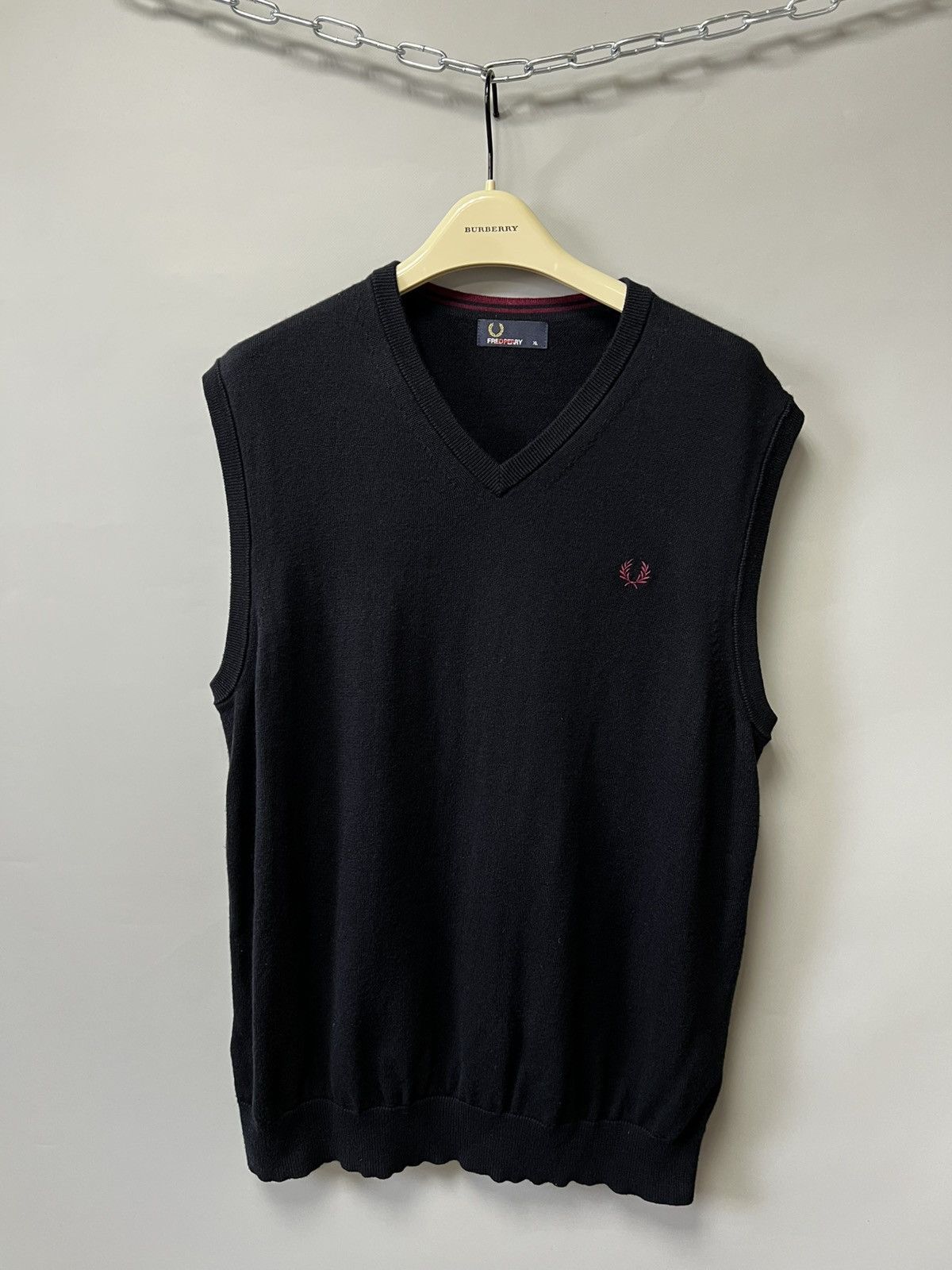 Fred Perry × Vintage Fred Perry Merino Wool Vest y2k men’s navy Size US XL / EU 56 / 4 - 1 Thumbnail