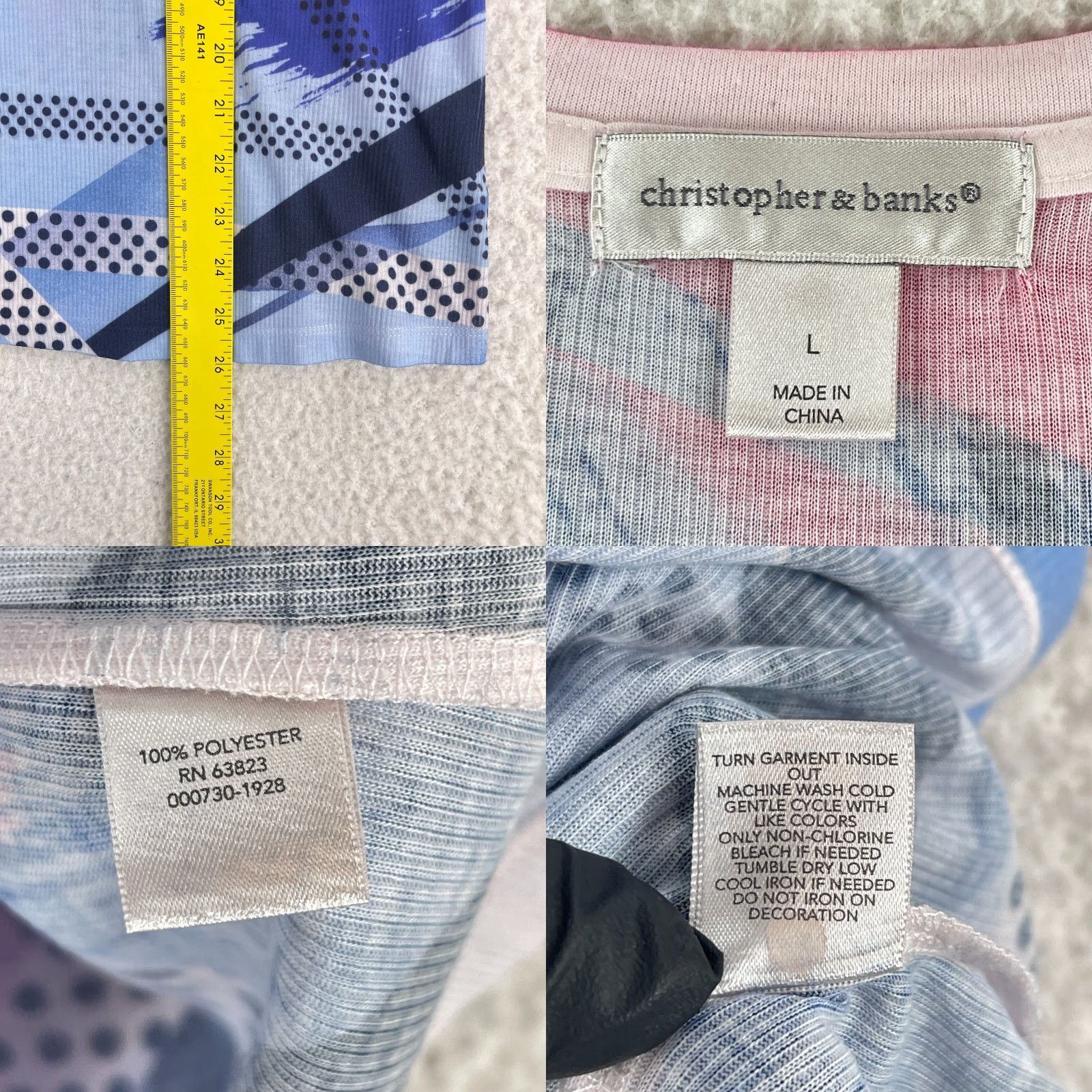 Vintage Christopher & Banks Shirt Womens Large Pink Mixed Media Pullover 3/4 Sleeve Knit Geometric Pattern Casual Size L / US 10 / IT 46 - 8 Thumbnail