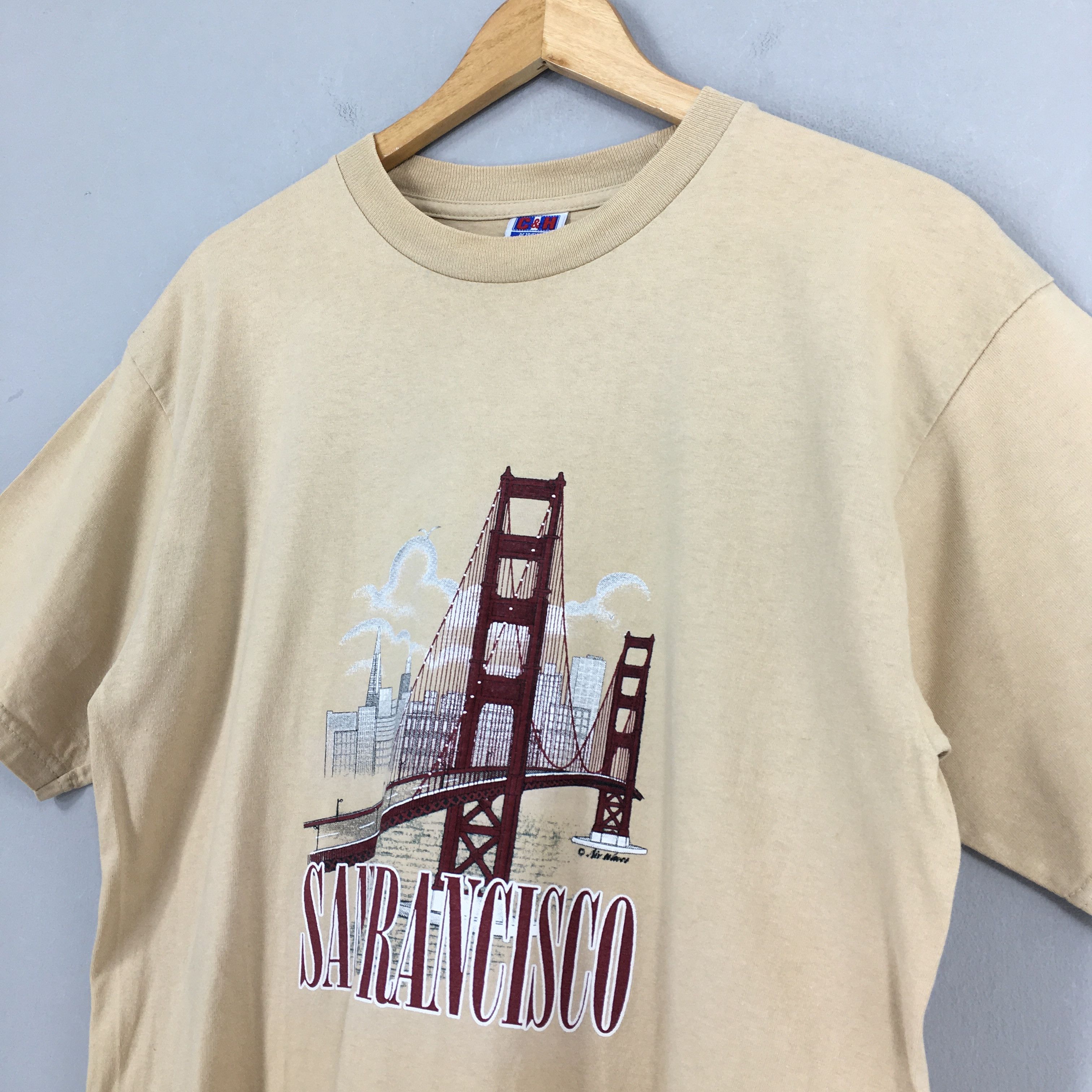 Vintage Vintage 90's San Francisco Usa Brown T shirt Large Size US L / EU 52-54 / 3 - 3 Thumbnail