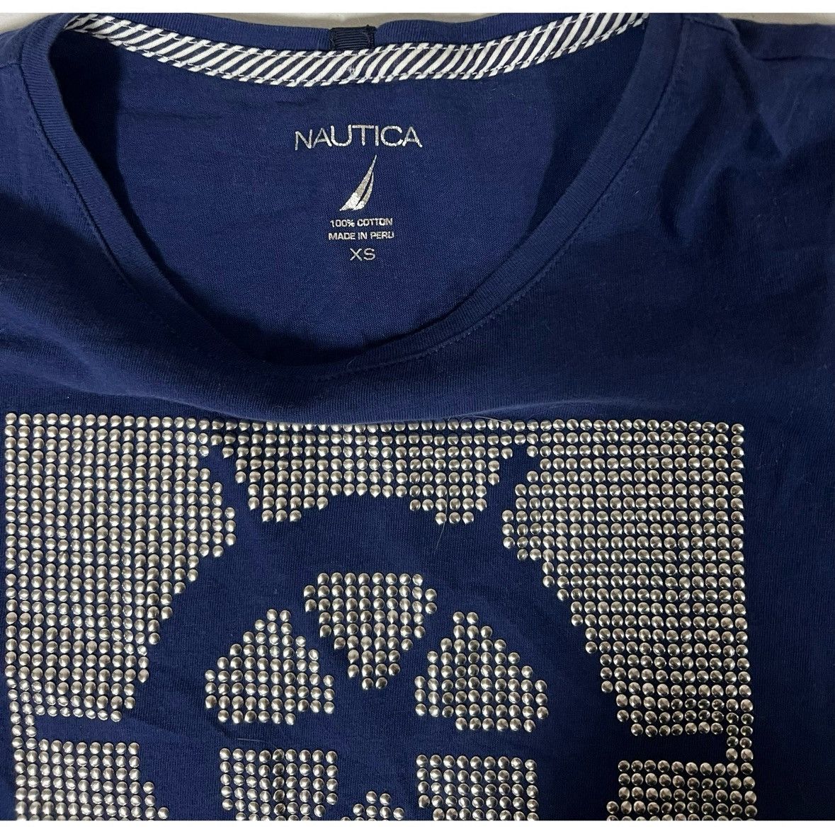 Nautica Nautica Navy Blue Studded Graphic T-Shirt Top Blouse Tee XS⚓️ Size XS / US 0-2 / IT 36-38 - 3 Thumbnail