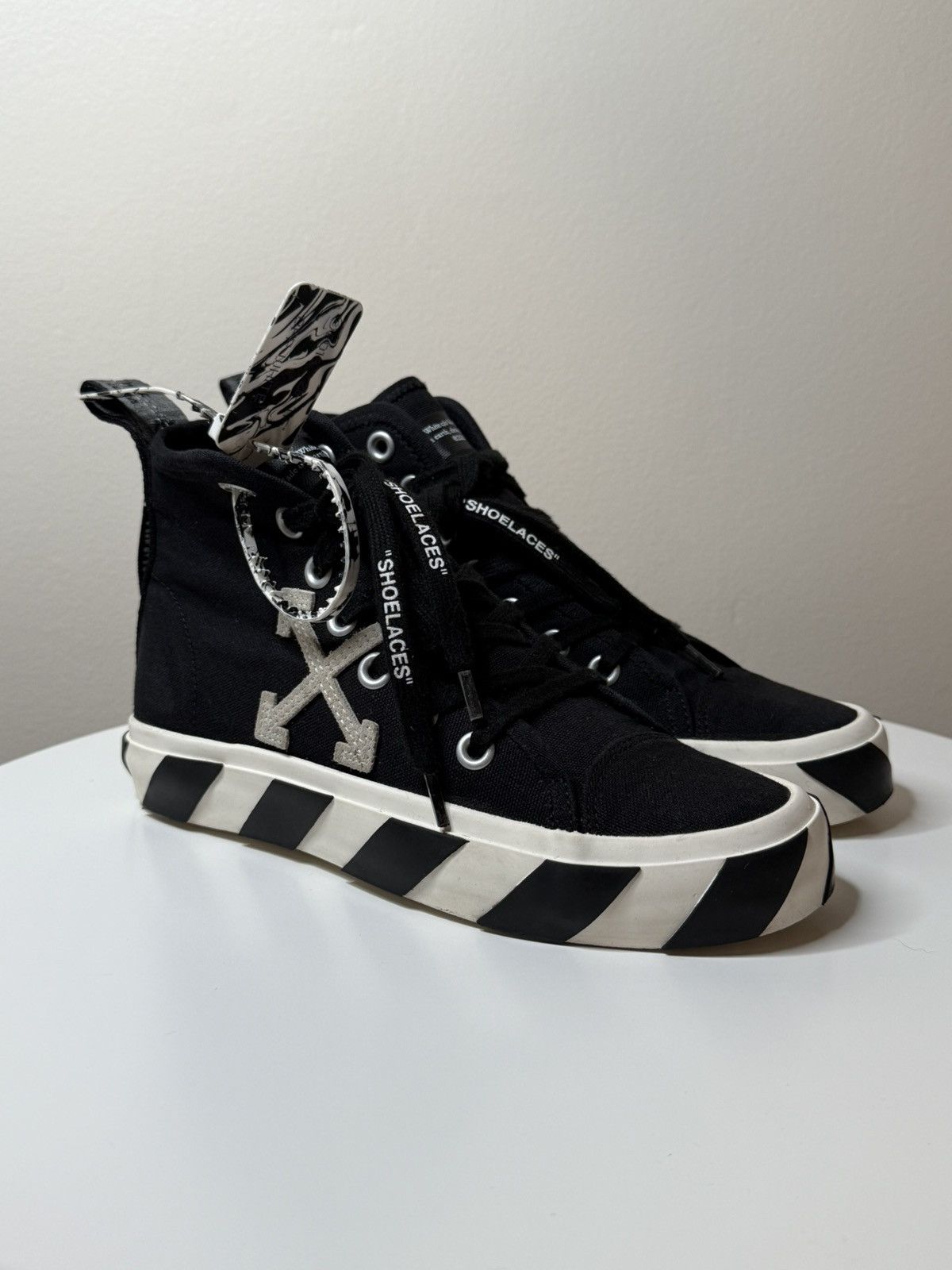 Off-White Vulcanized Canvas High Top Sneakers Black Arrows