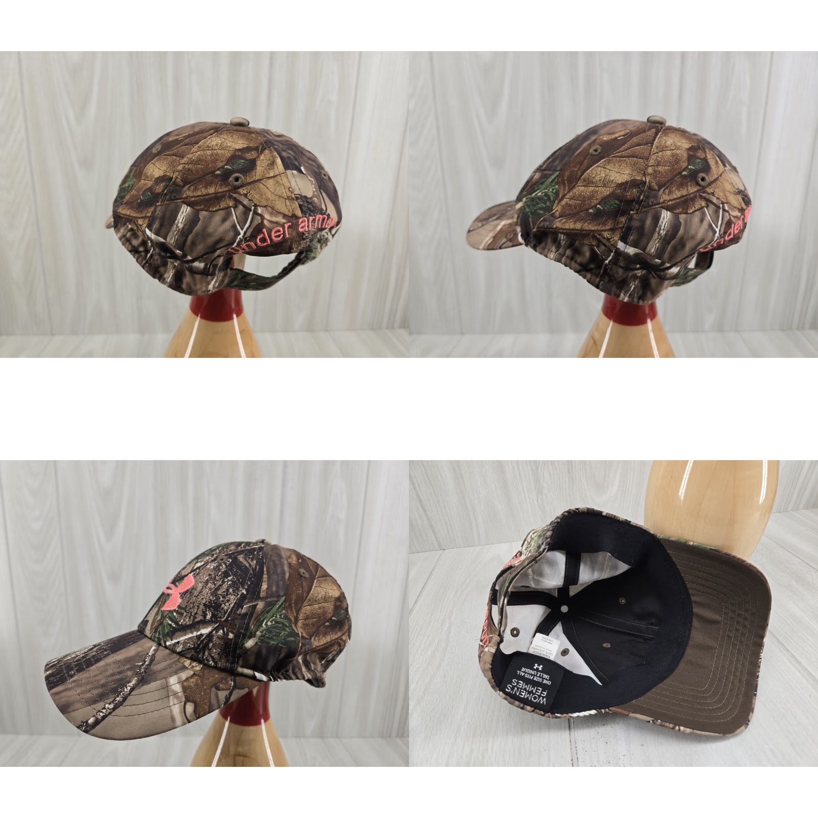 Under Armour VINTAGE Under Armour Pink Logo Camo Hat Womens Adjustable Strapback Brown By UA Womens Adjustable Pink Logo Camo Hat Size ONE SIZE - 8 Thumbnail