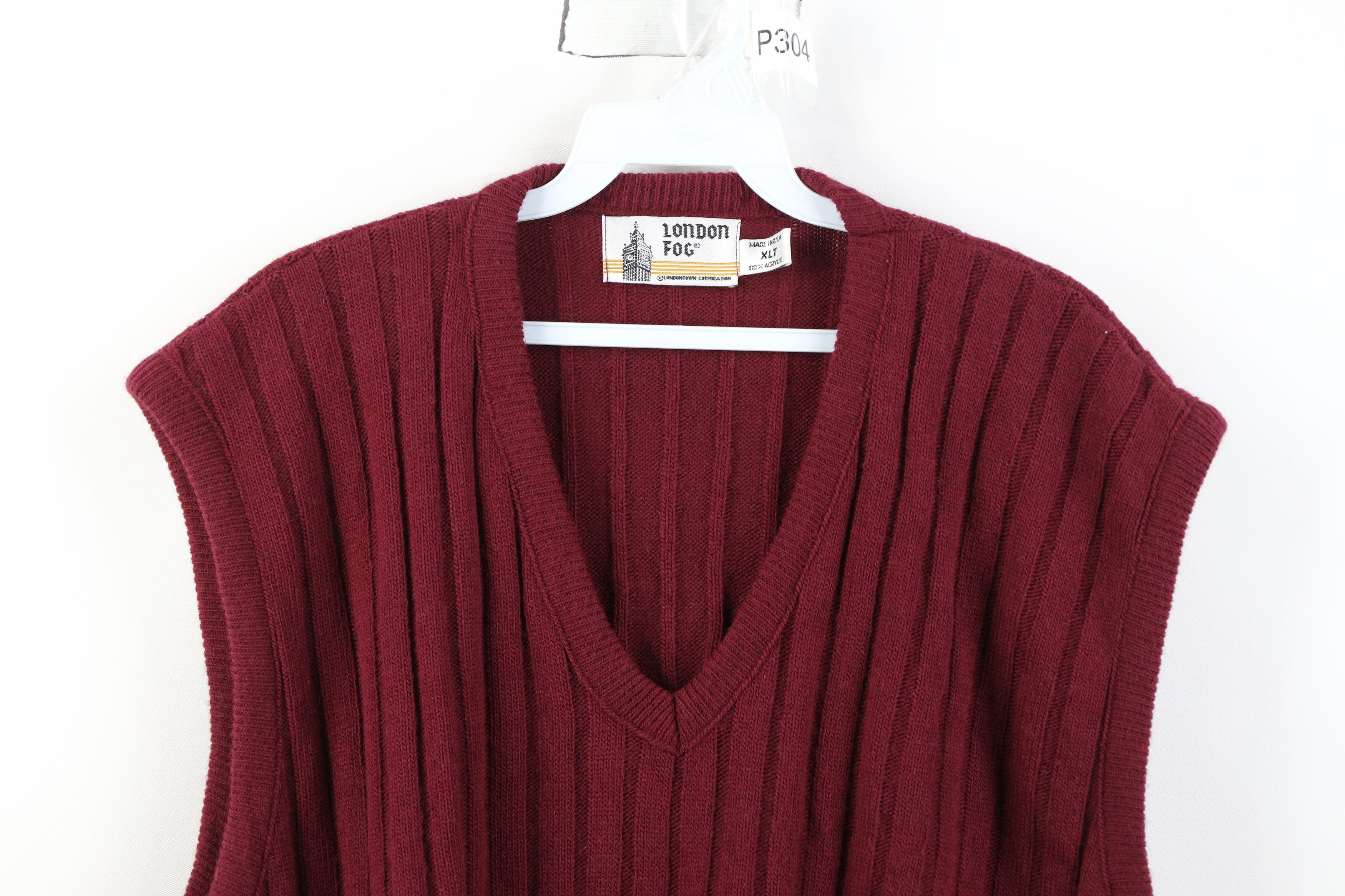 Vintage Vintage 70s Streetwear Ribbed Knit Sweater Vest Burgundy USA Size US XL / EU 56 / 4 - 2 Thumbnail