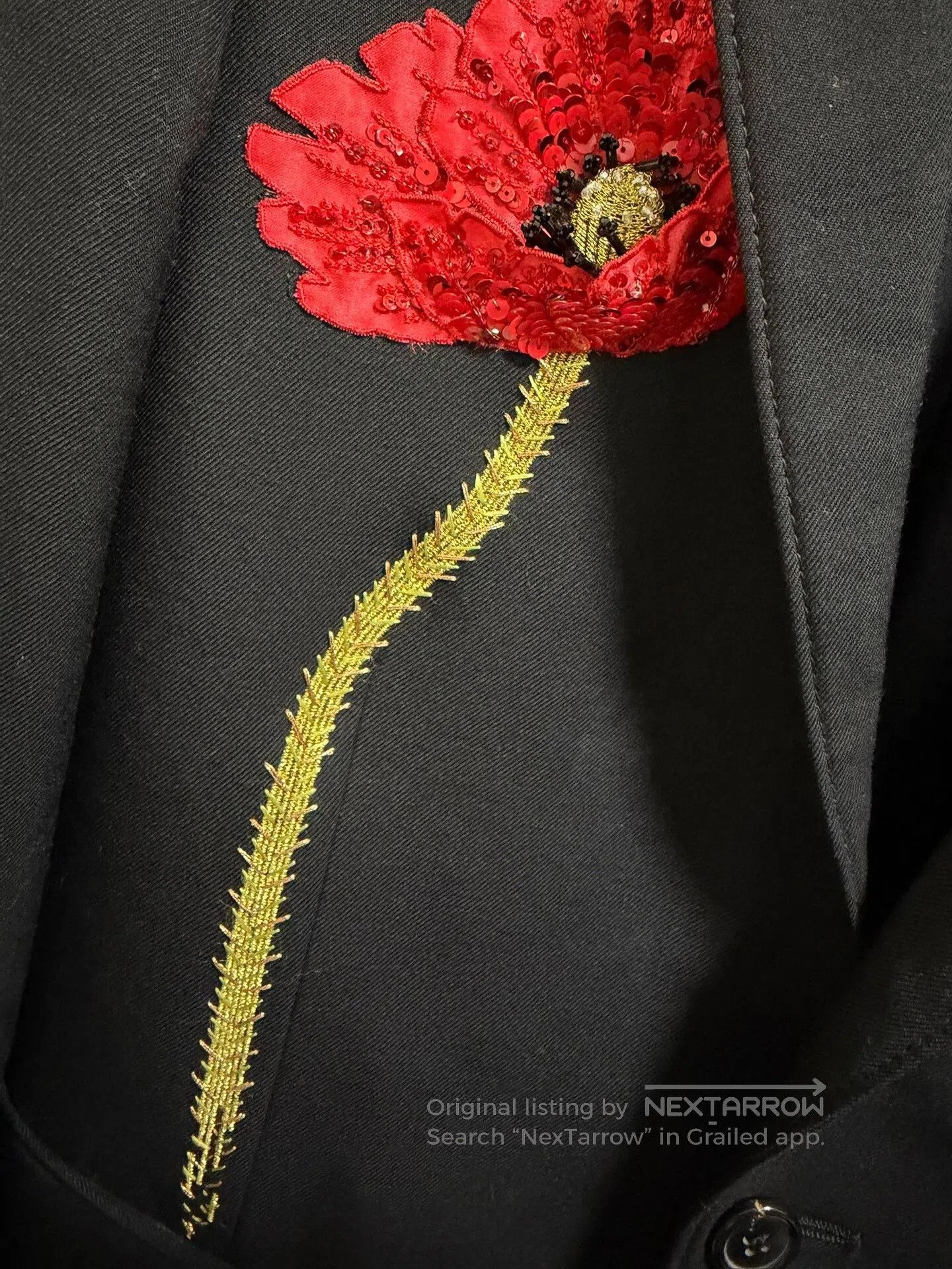 Saint Laurent Paris Saint Laurent Poppy Embroidered Blazer. Size US XS / EU 42 / 0 - 3 Thumbnail