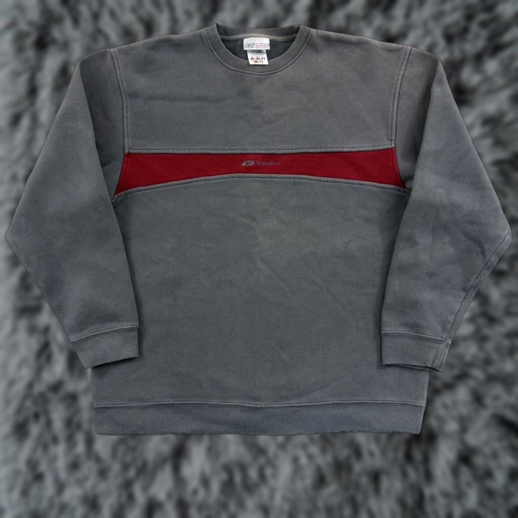 Reebok VINTAGE Reebok Sweatshirt Mens Medium Gray Logo Pullover Hooded Pockets Crew Neck 90s Retro Sports Size US M / EU 48-50 / 2 - 1 Thumbnail