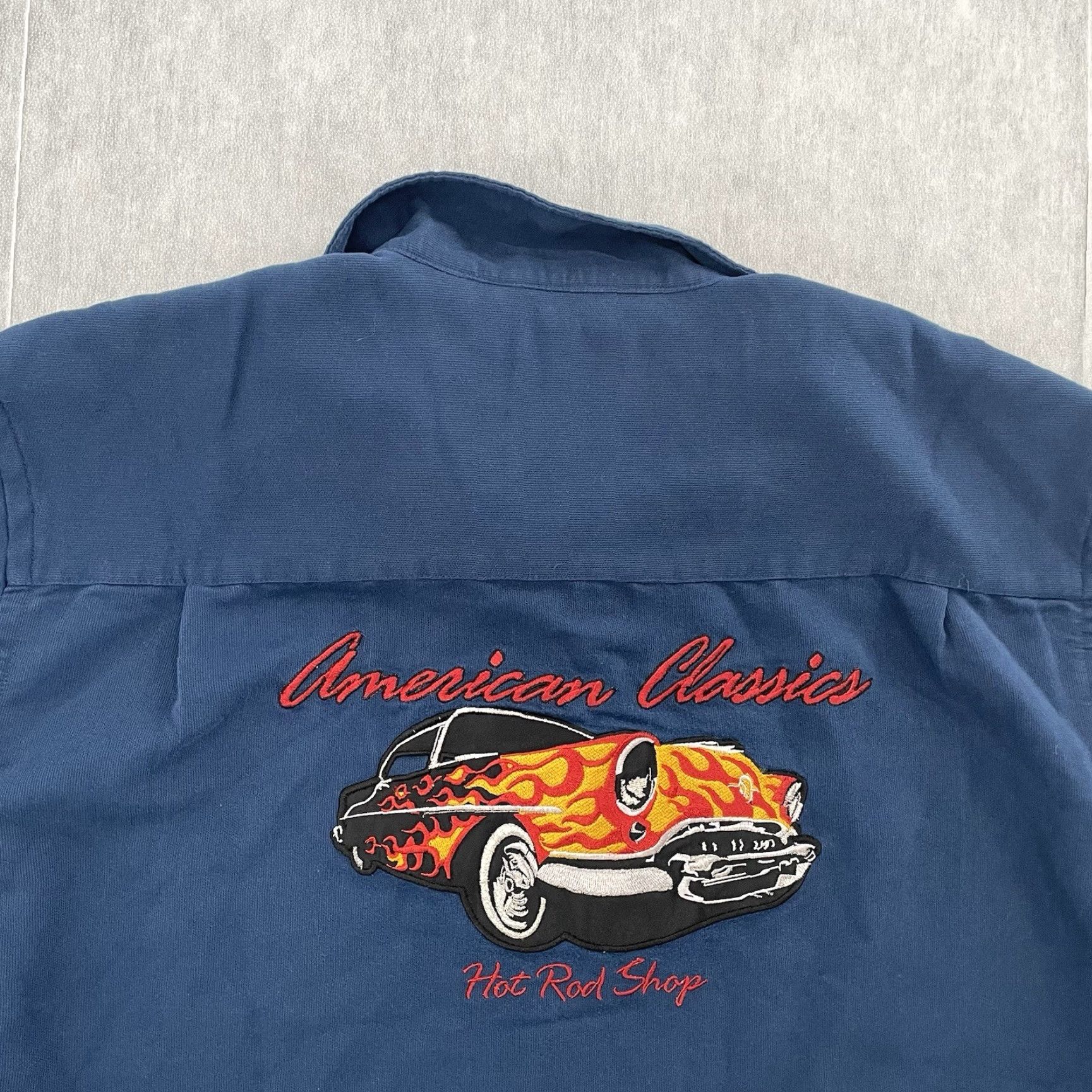 Cubavera Cubavera Shirt Adult Large Blue Hot Rod Shop Embroidered Loop Collar Mens L Size US L / EU 52-54 / 3 - 3 Thumbnail