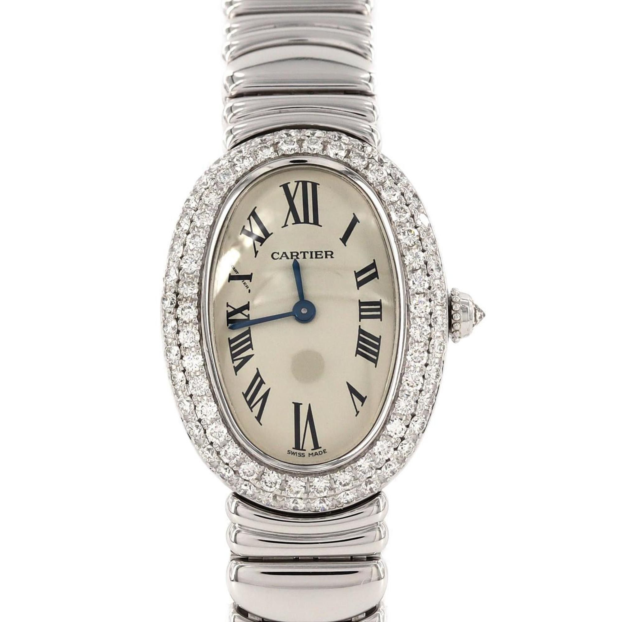 Cartier Baignoire Wg 2D Wb5097L2 Watch Quartz in Silver, Women's